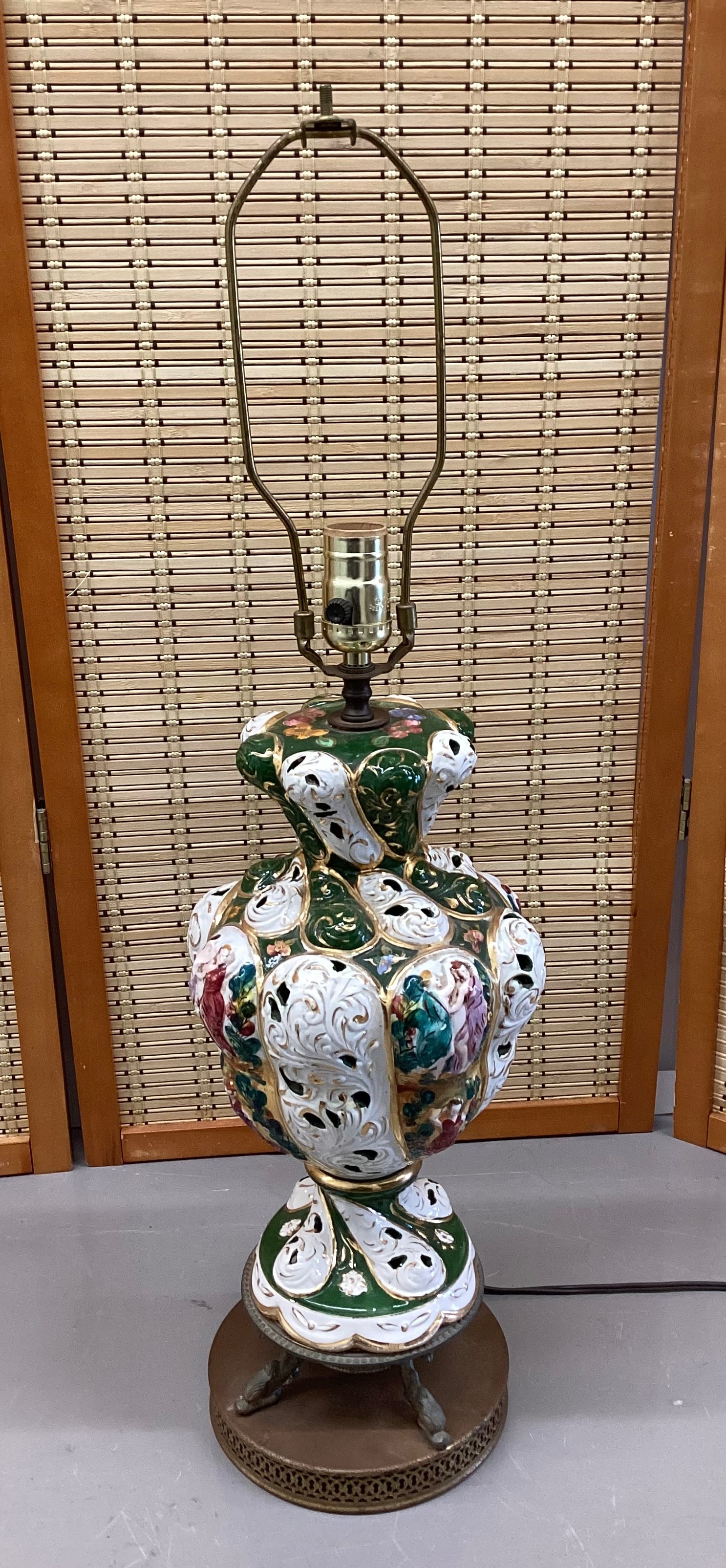 Vintage Pierced Porcelain Capodimonte Lamp (1 of 5)