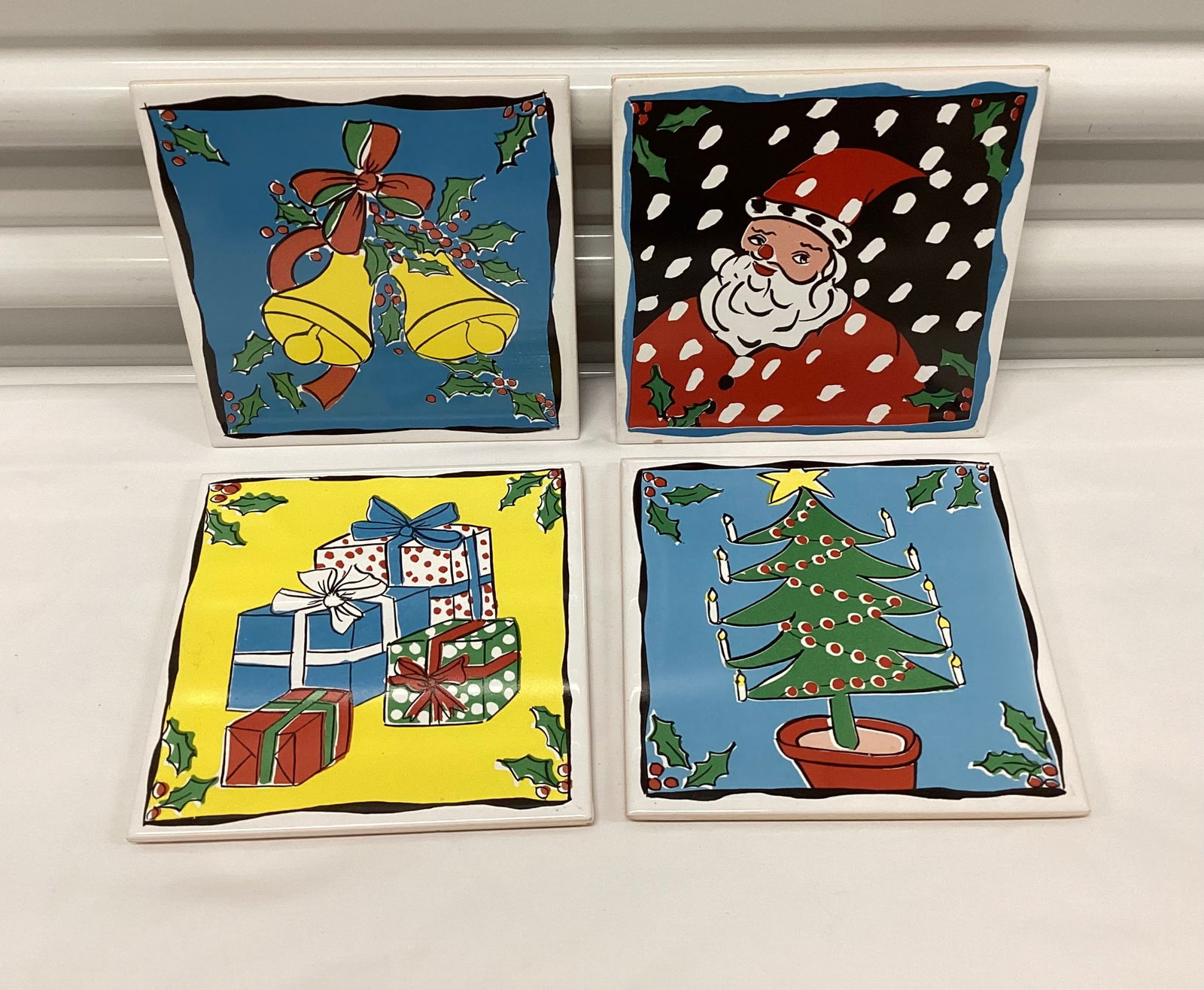 Set of Four Made in Portugal Christmas Trivets: 6x6