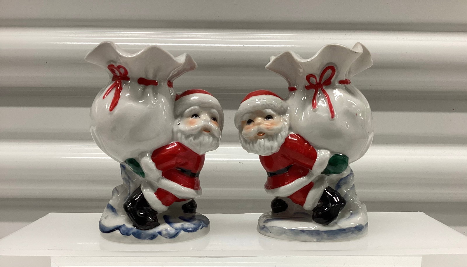 Pair of Vintage Santa Candlesticks: 3.75 inches