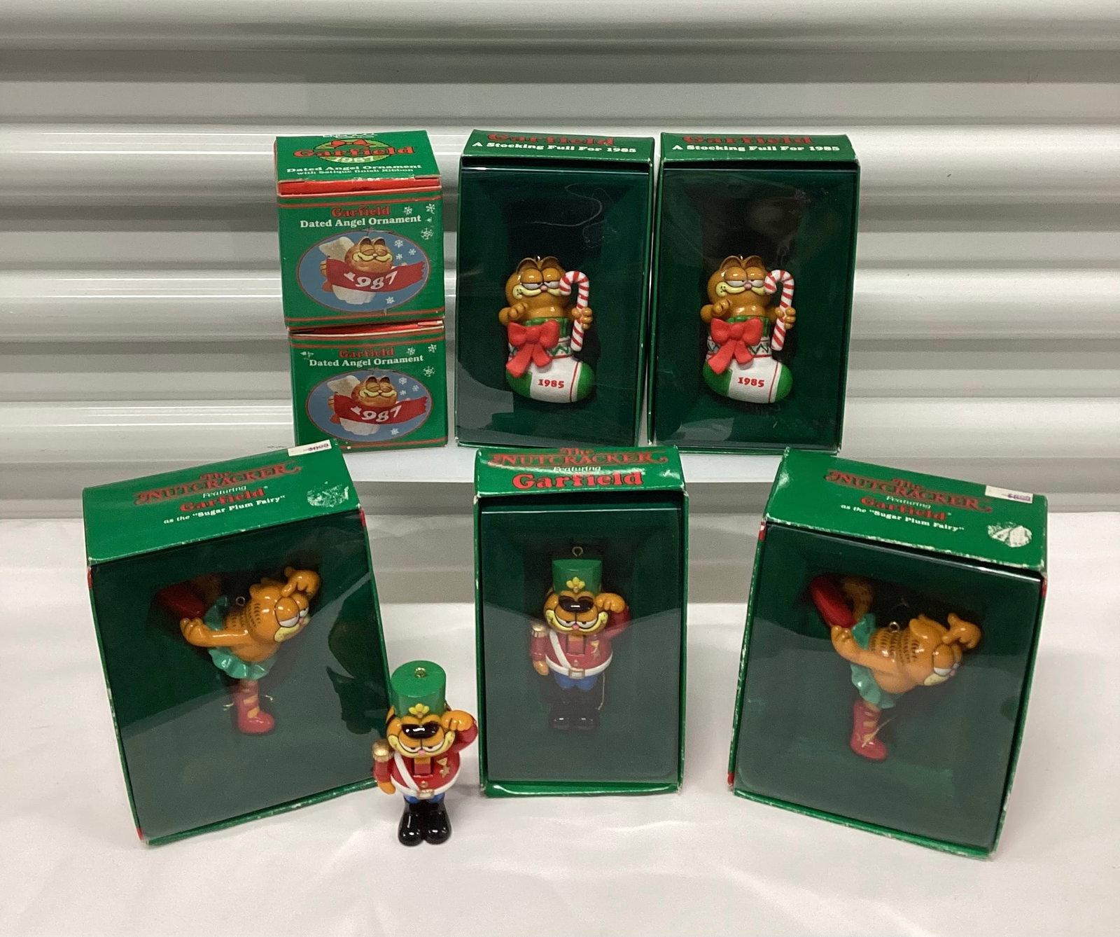 1980s Garfield Christmas Ornaments: All Boxed Except One