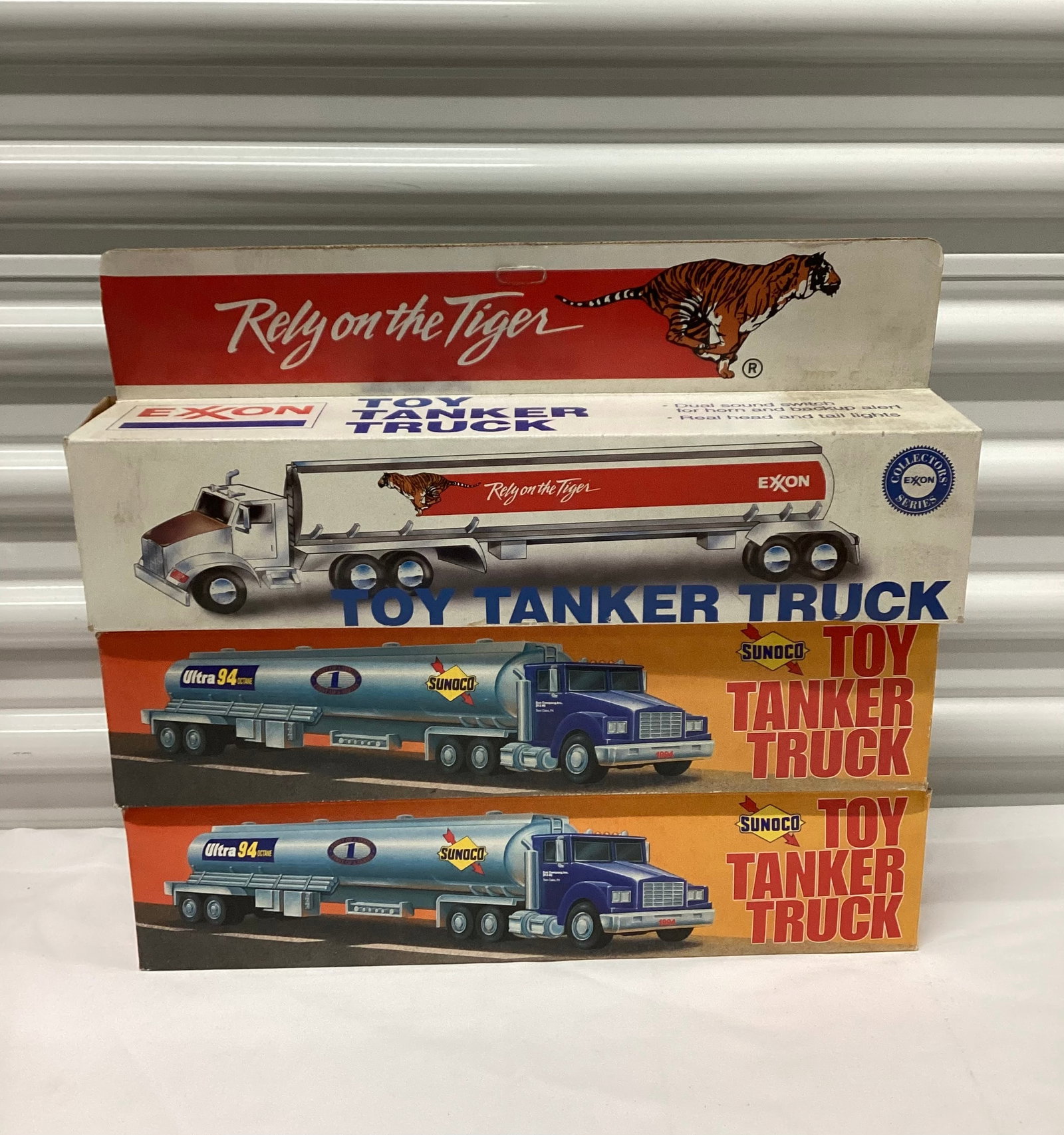Three 1994 Collectors Edition Sunoco & Exxon Toy Tanker Trucks: Sunoco First in a Series, Exxon no year