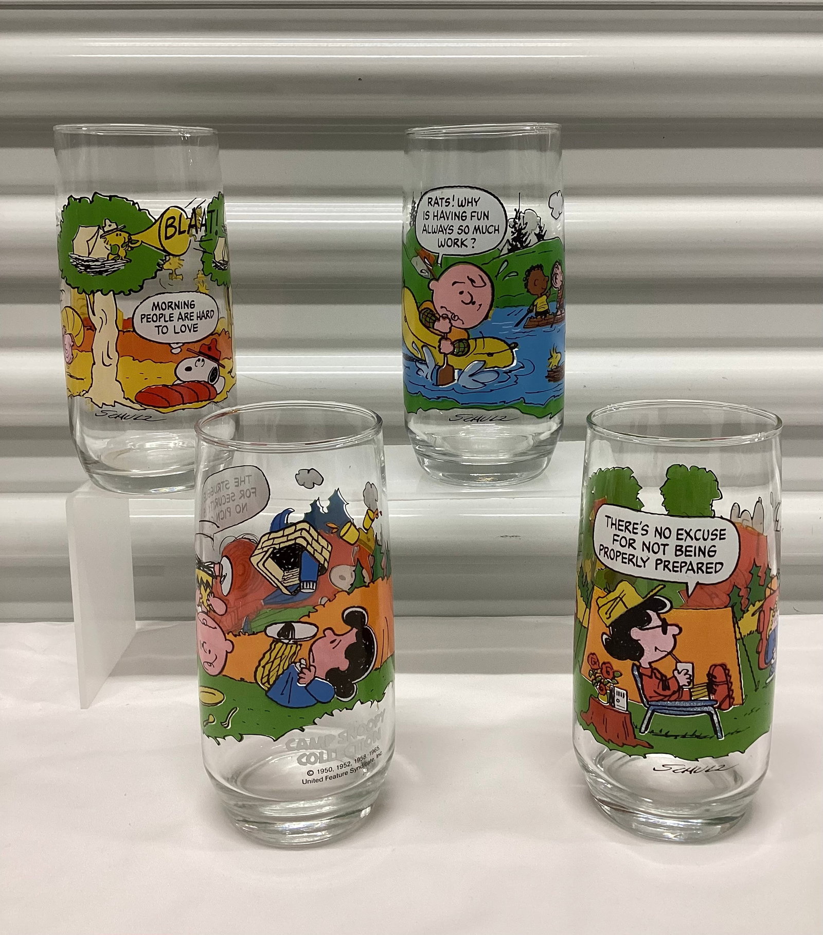1980s Peanuts Camp Snoopy McDonalds Glasses: Set of 4 out of 5