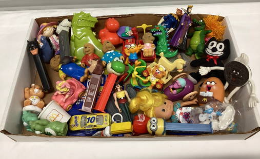 Box of Vintage Toys: 1980s McDonalds Toys, Pez, Rugrats