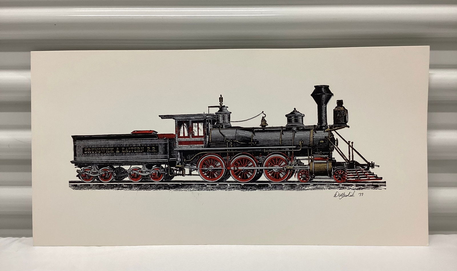 1977 Railroad Steam Engine Original Block Print Lot 2 (1 of 4)