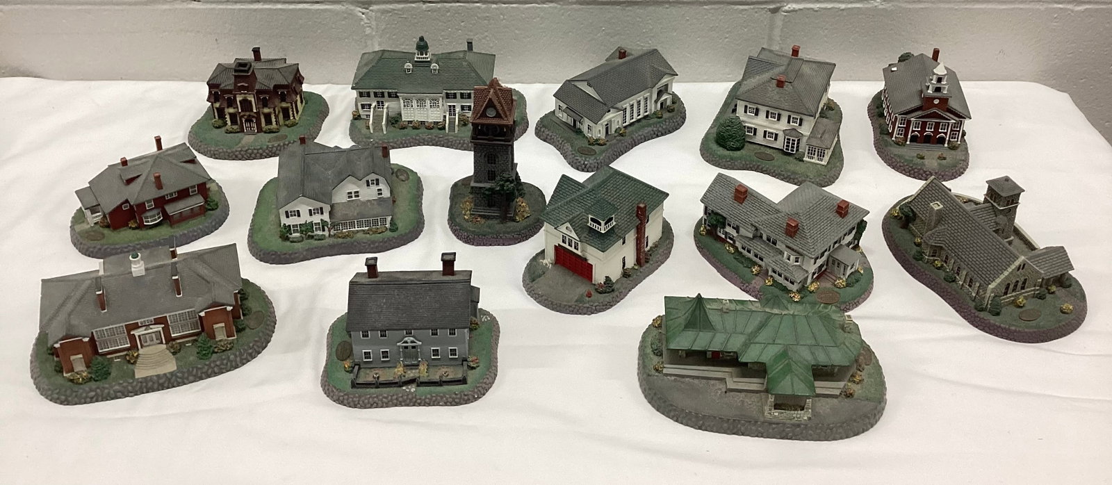 1990s Complete Set of 14 Norman Rockwell Hometown Collection Hand Numbered Houses: The Norman Rockwell Family Trust Edition
