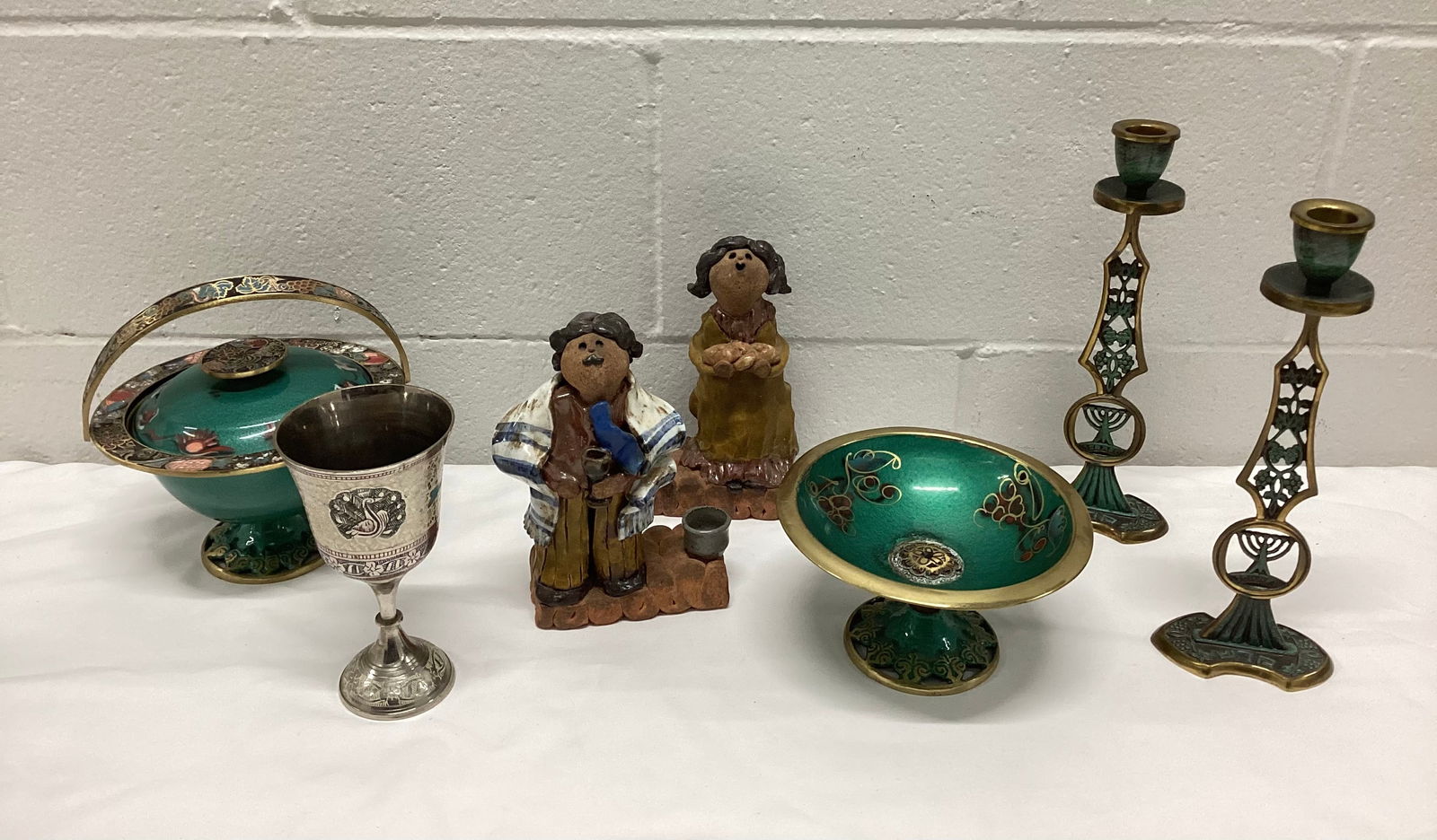 Judaica Lot: Taller Candlesticks 9.75 inches