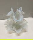Fenton French Opalescent Diamond Lace Hobnail Three Horn Epergne