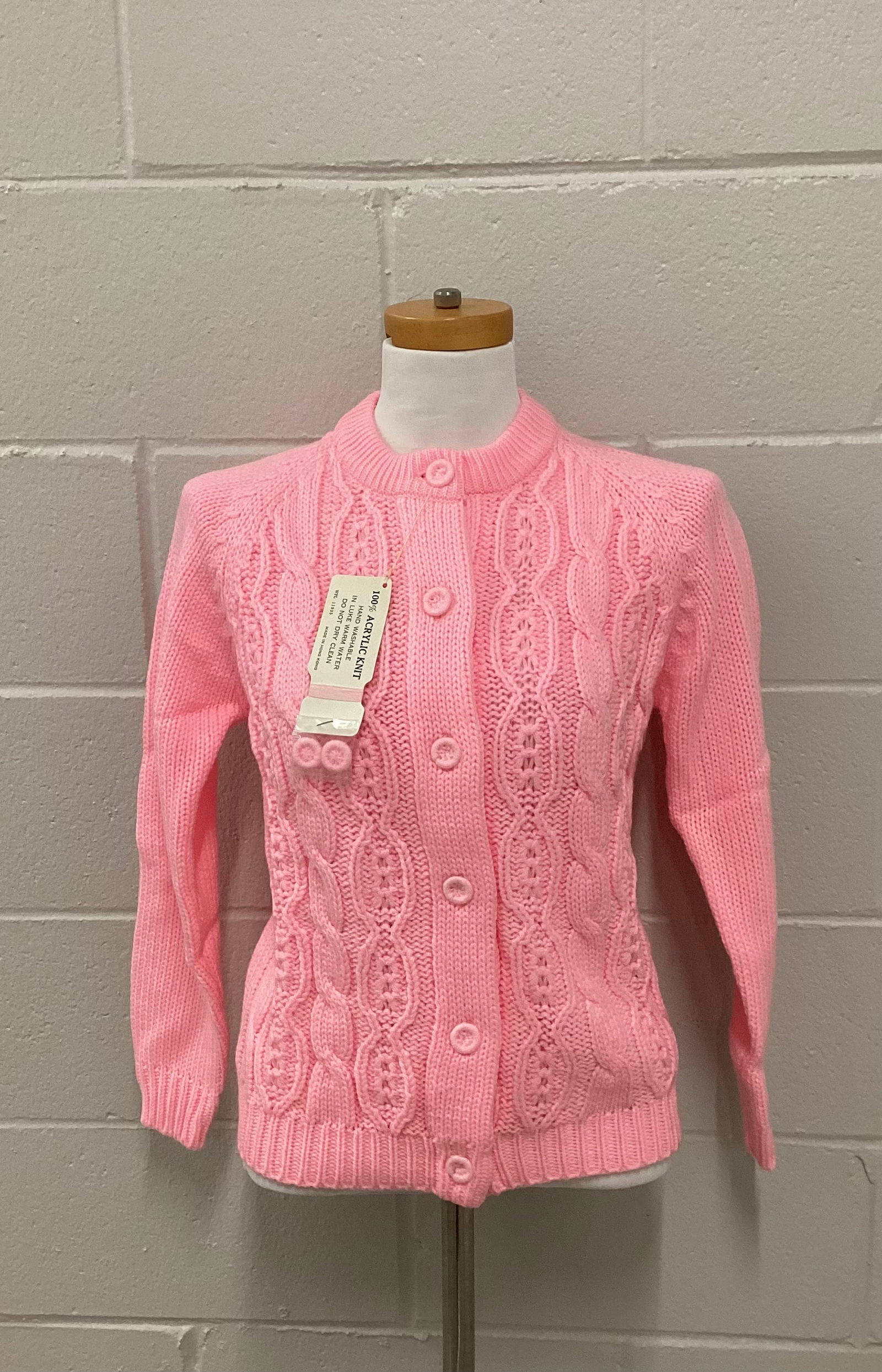 Vintage With Tag Pretty Pink Full Fashioned Cardigan: Size M
