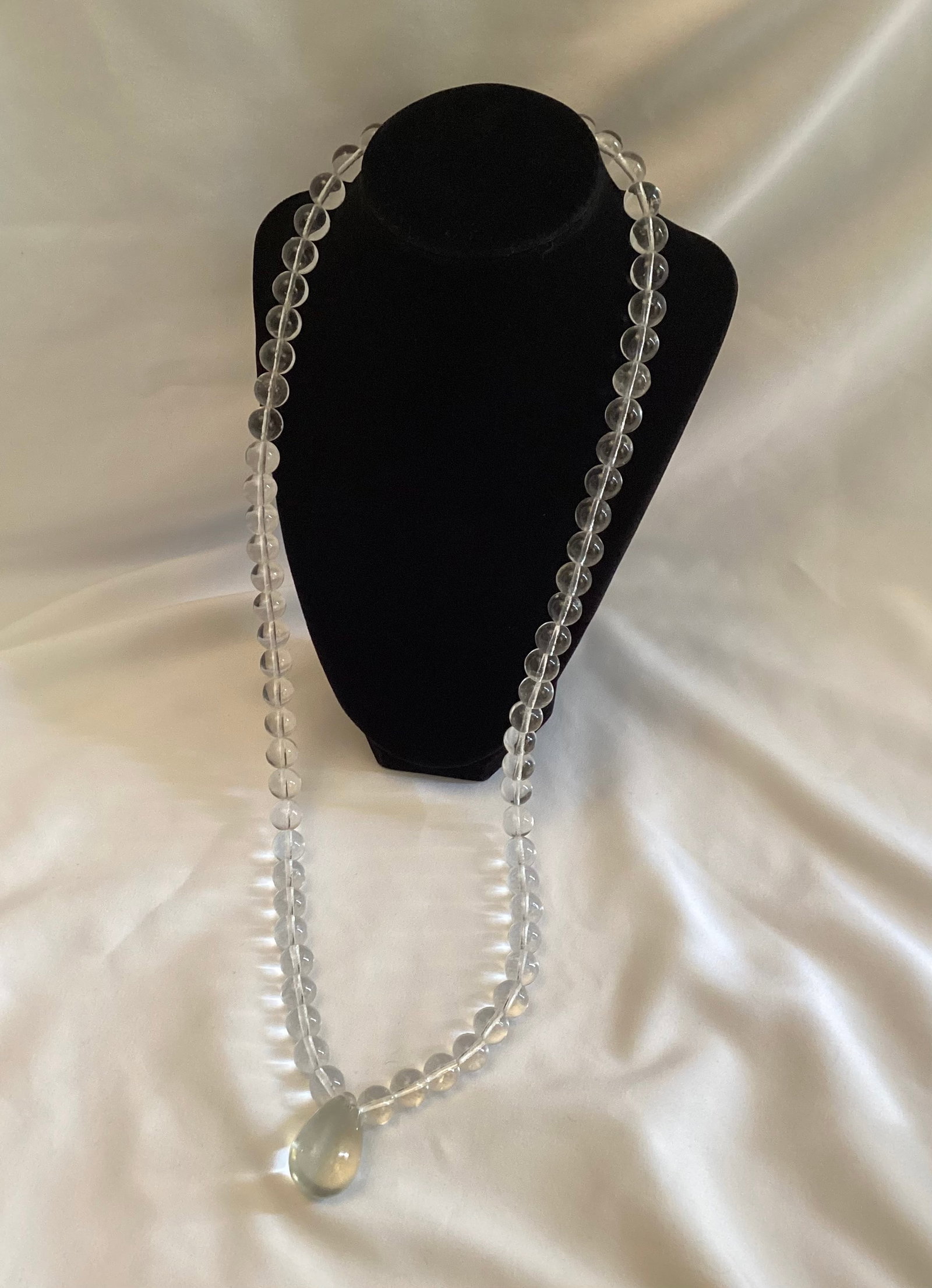 Clear Glass Orb Opera Length Pools of Light Style Necklace: 34 inches