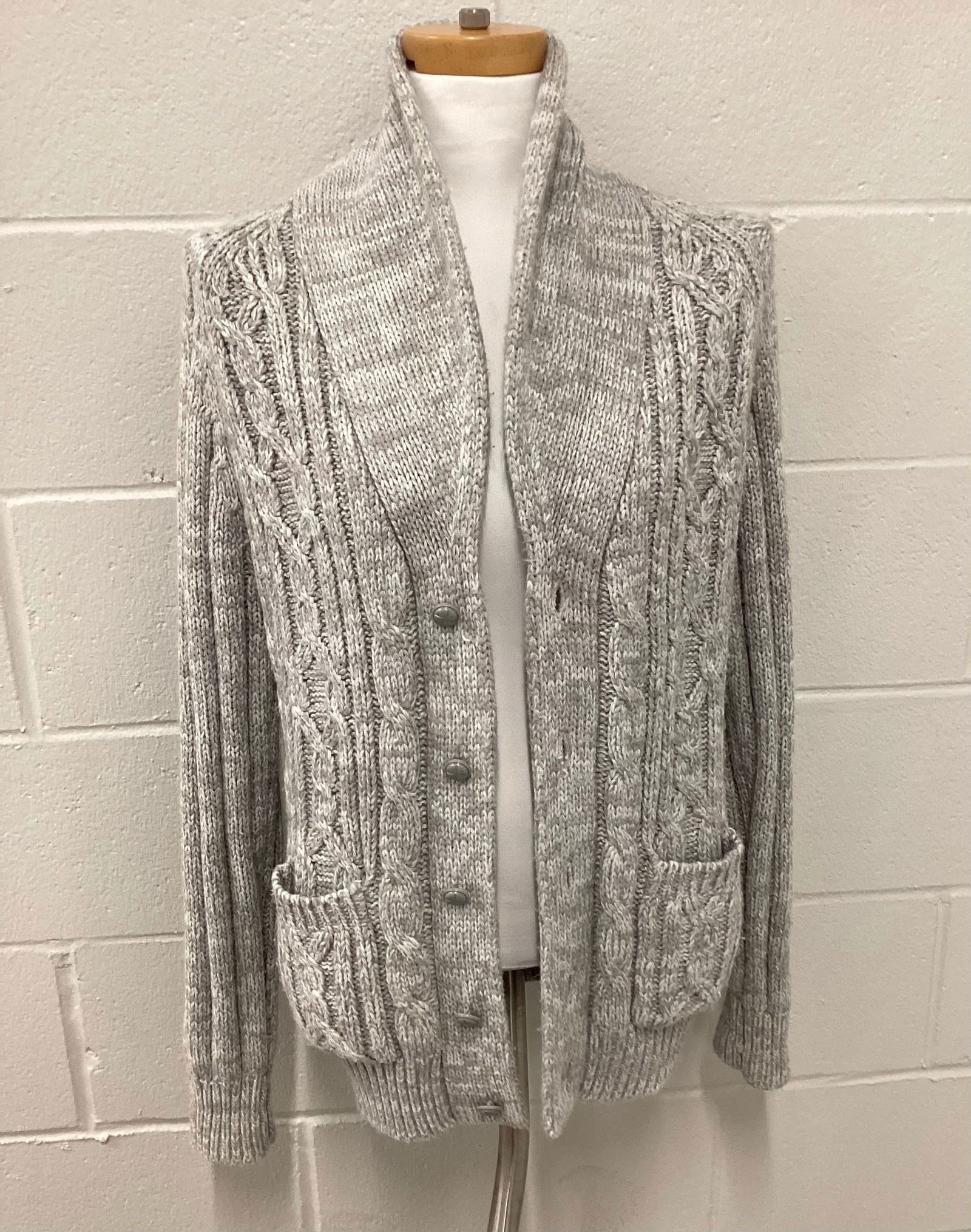 Vintage Grey Knit Career Club Cardigan Sweater: Size M