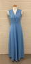 Vintage Full Length Blue Polyester Dress With Rhinestone Accents