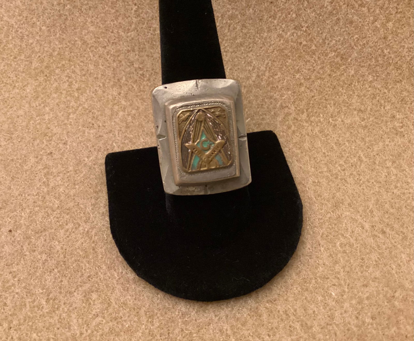 Vintage Freemason Mexican Biker Masonic Ring (1 of 7)