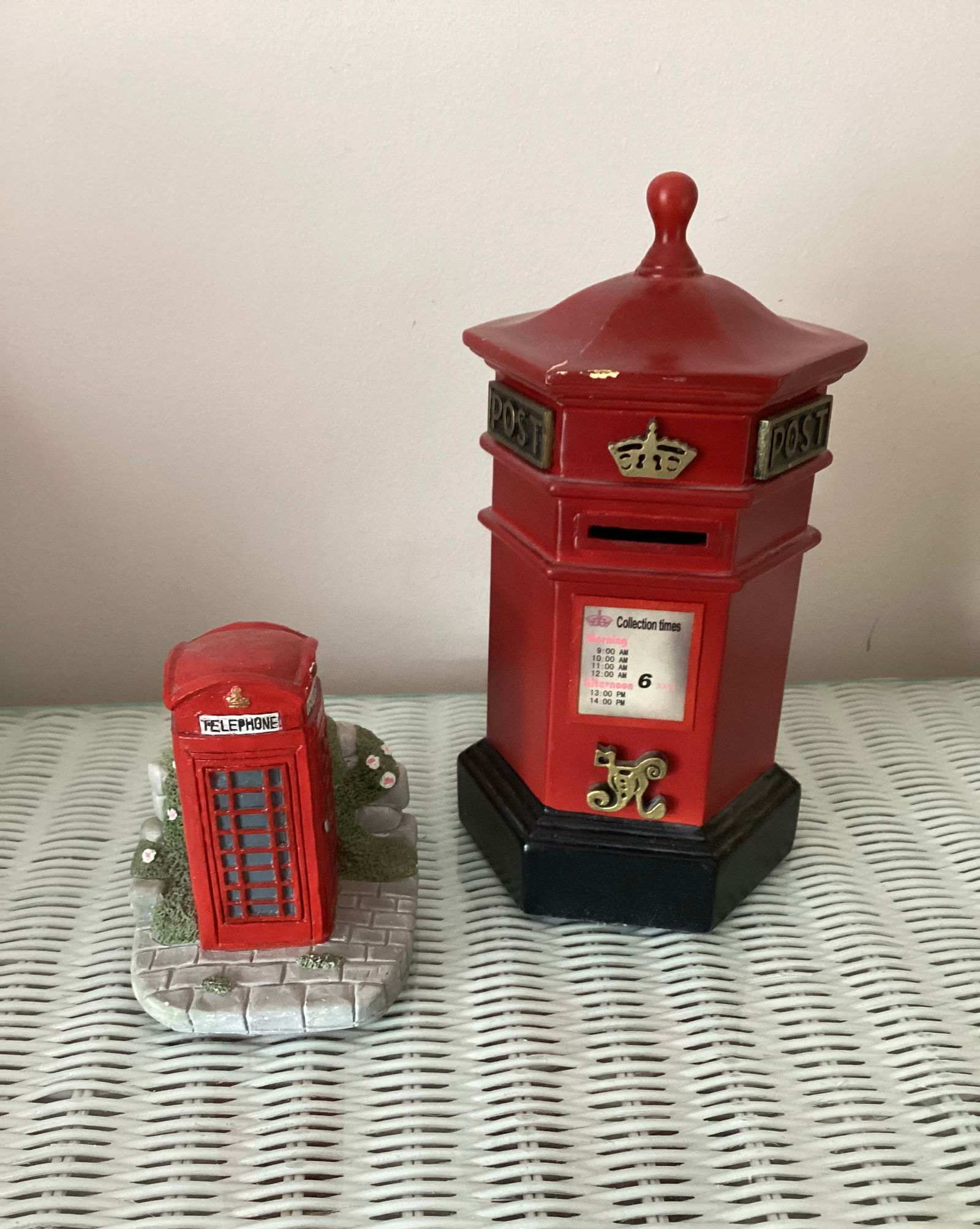 Vintage British Hexagonal Penfold Red Post Box Bank & Ilkley Fine Arts Phone Booth (1 of 4)