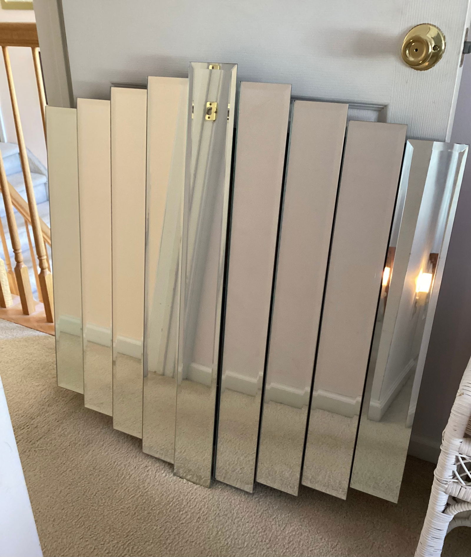 Vintage Art Deco Style 9 Panel Beveled Step Mirror (1 of 4)