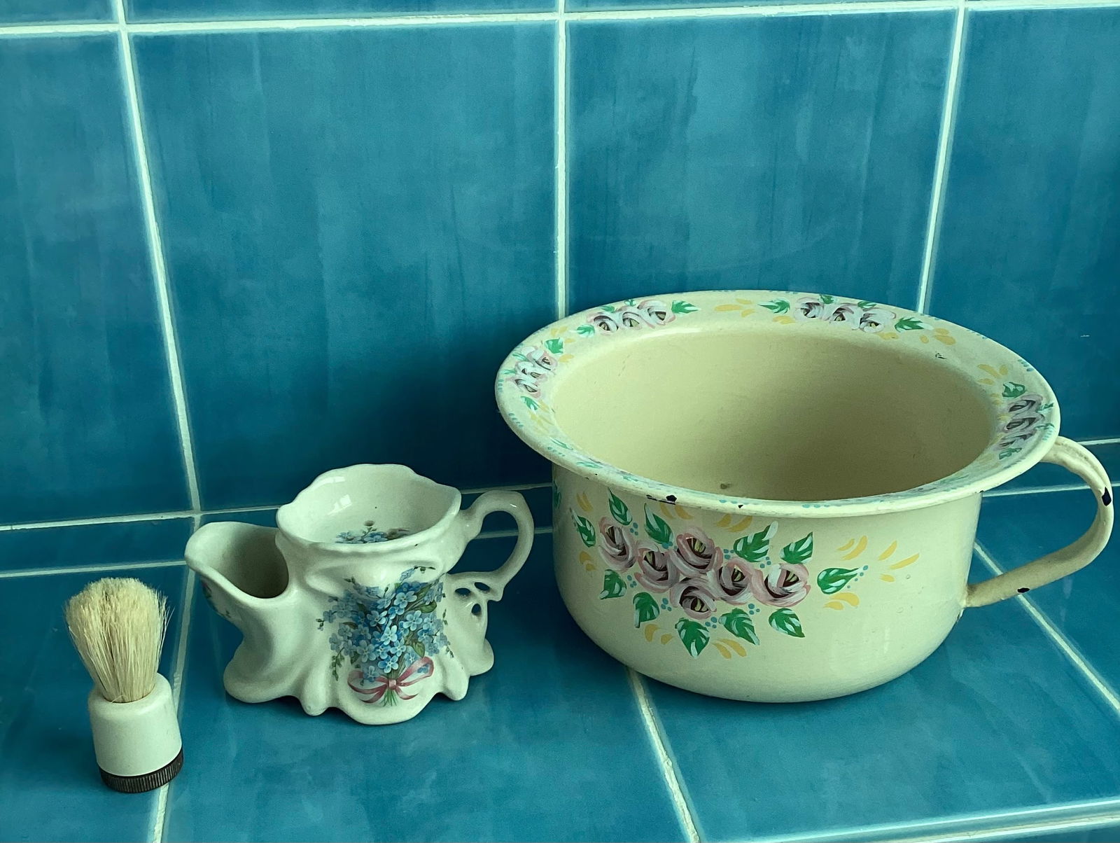 Antique English Shaving Mug & Hand Painted Basin (1 of 3)