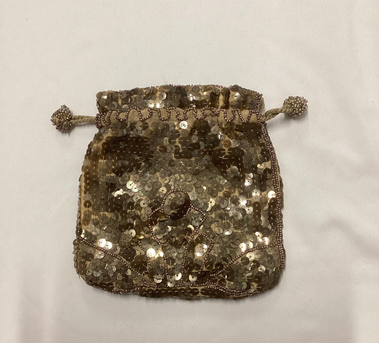 Hand Made in Belgium Sequin Beaded Pouch Purse (1 of 3)