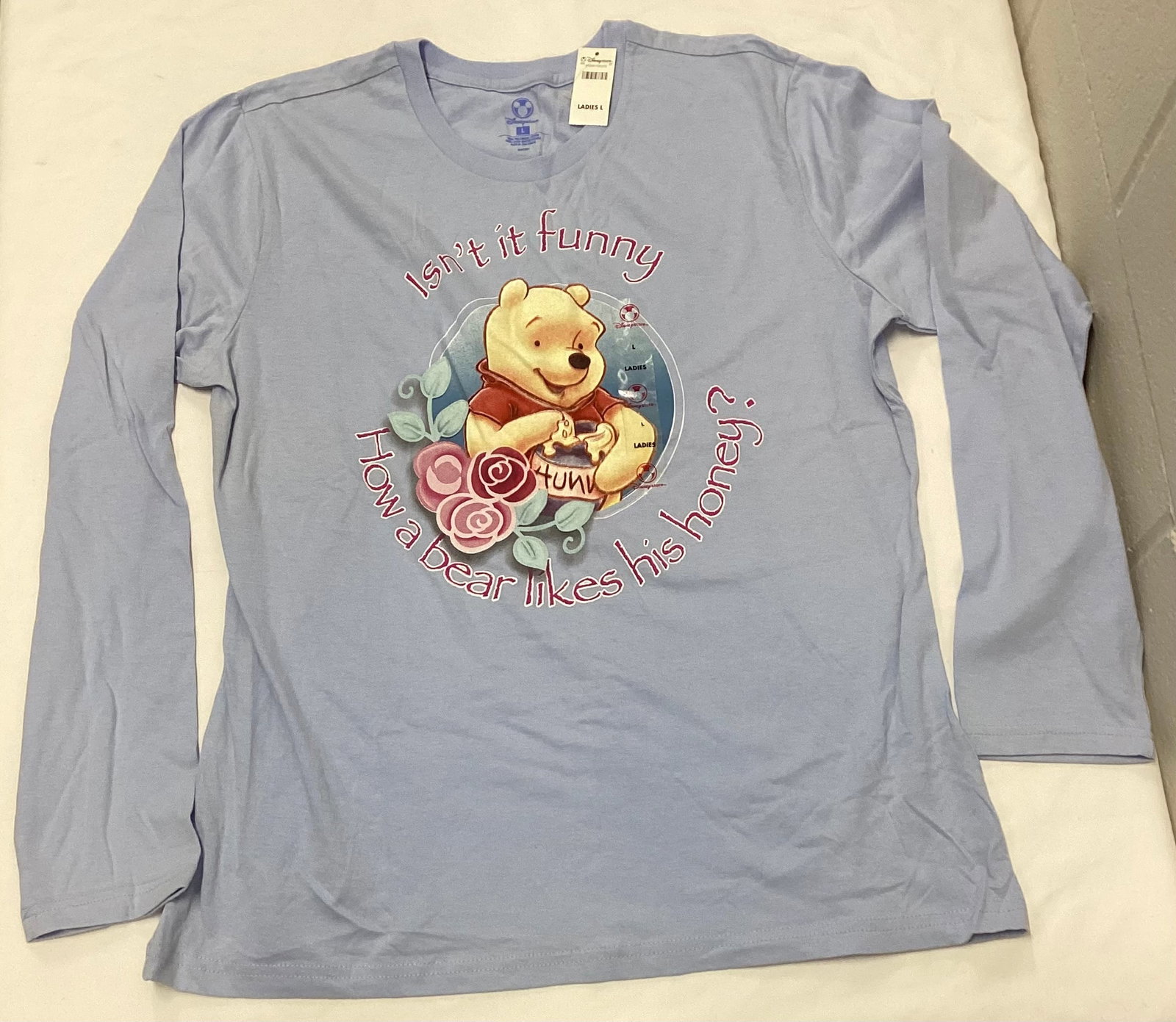 NOS Vintage With Tags The Disney Store Winnie The Pooh Long Sleeve Tee: Size L