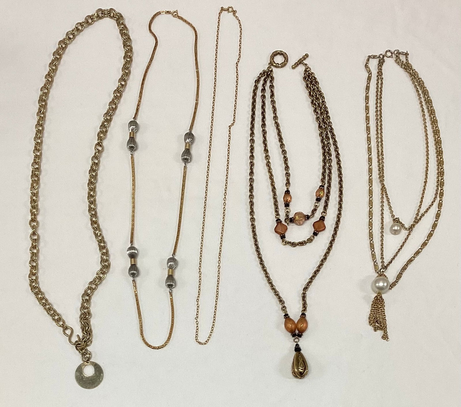 Vintage Gold Tone Necklaces: Five Necklaces