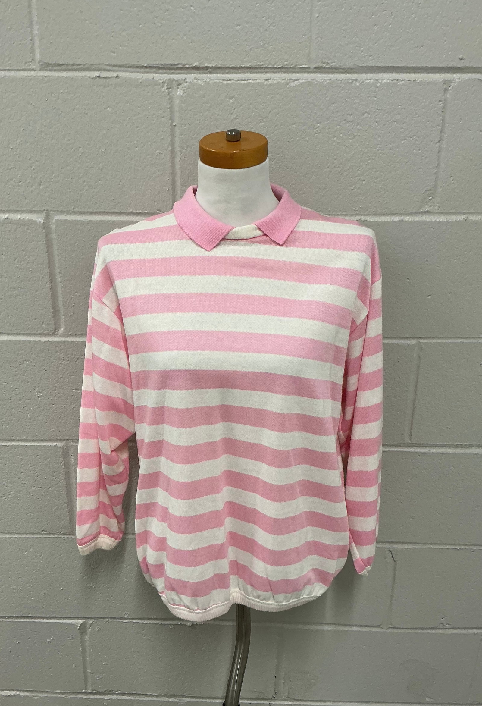 Vintage Jump! Made in USA Pink Striped Top: Size M
