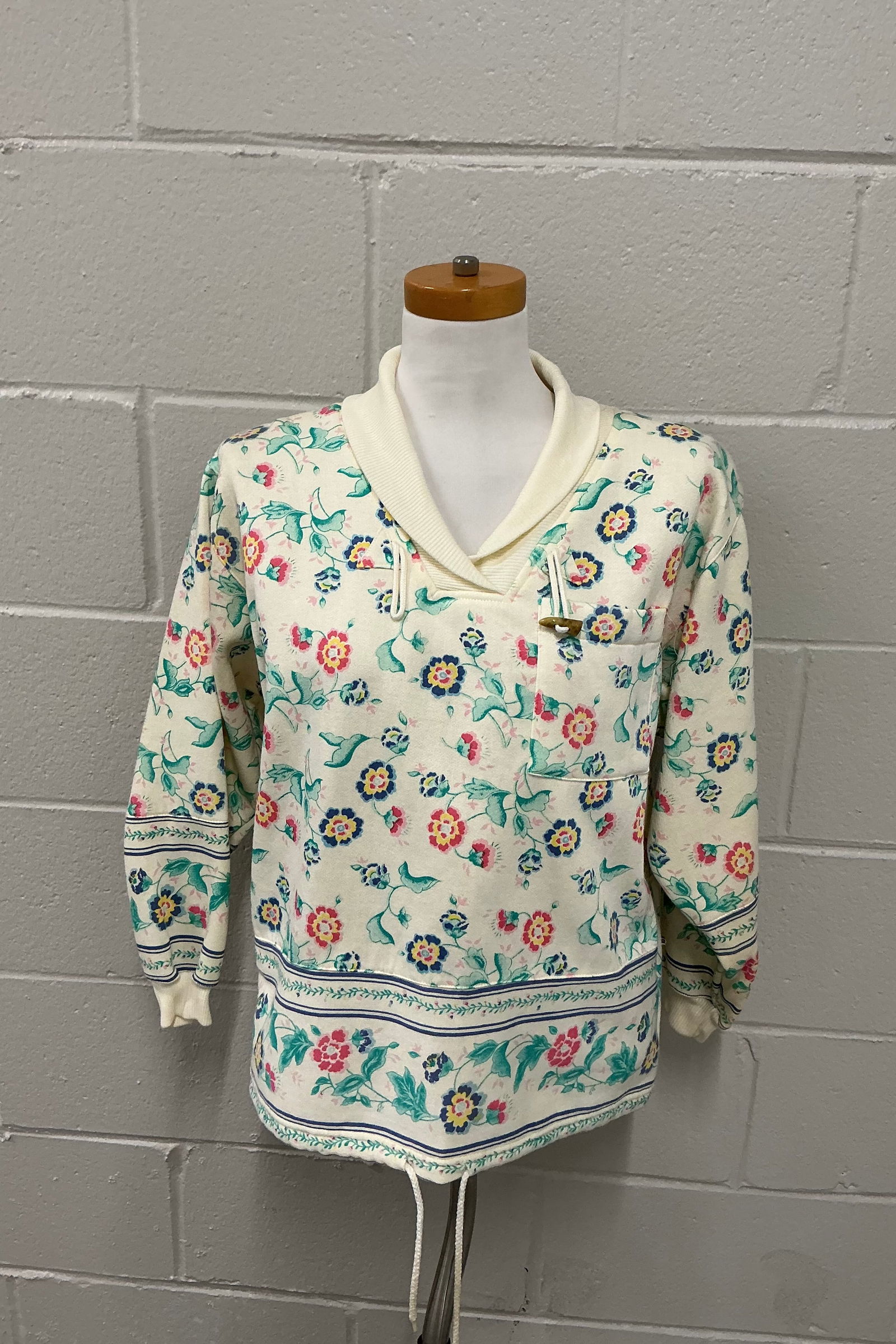Vintage BI Gear Floral Collared Sweatshirt: Size S