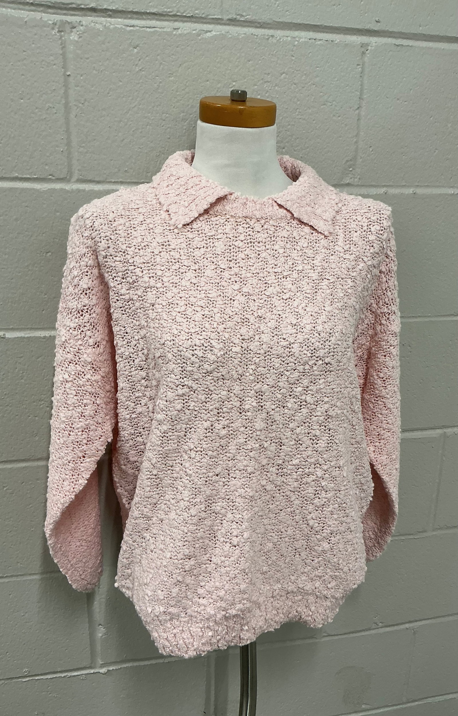 Vintage Pink Boucle Like Textured Sweater: Size 40. AP-AP 25 inches
