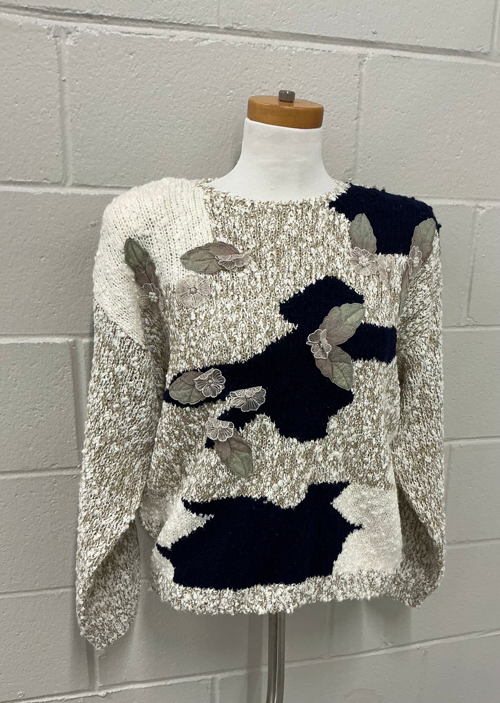 Vintage Shenanigans Boucle Embellished Sweater: Size L
