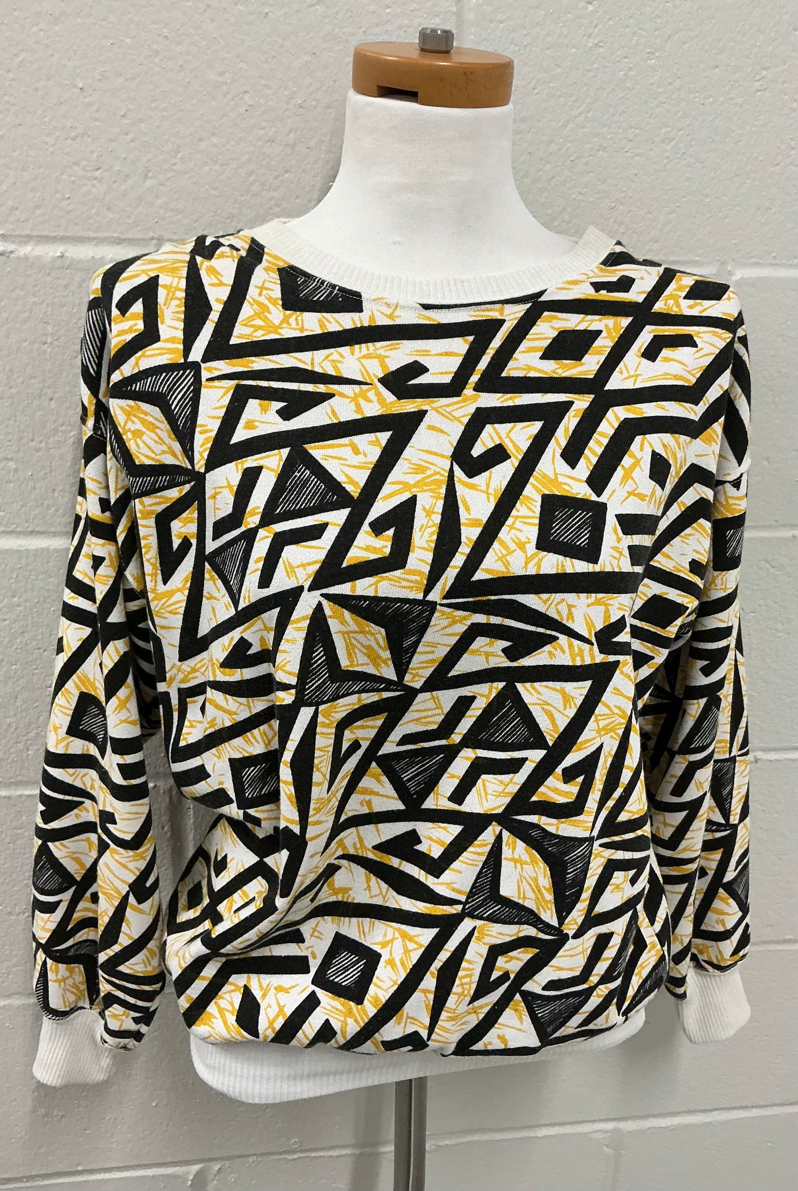 1990s Print Lightweight Sweatshirt Top: Size M