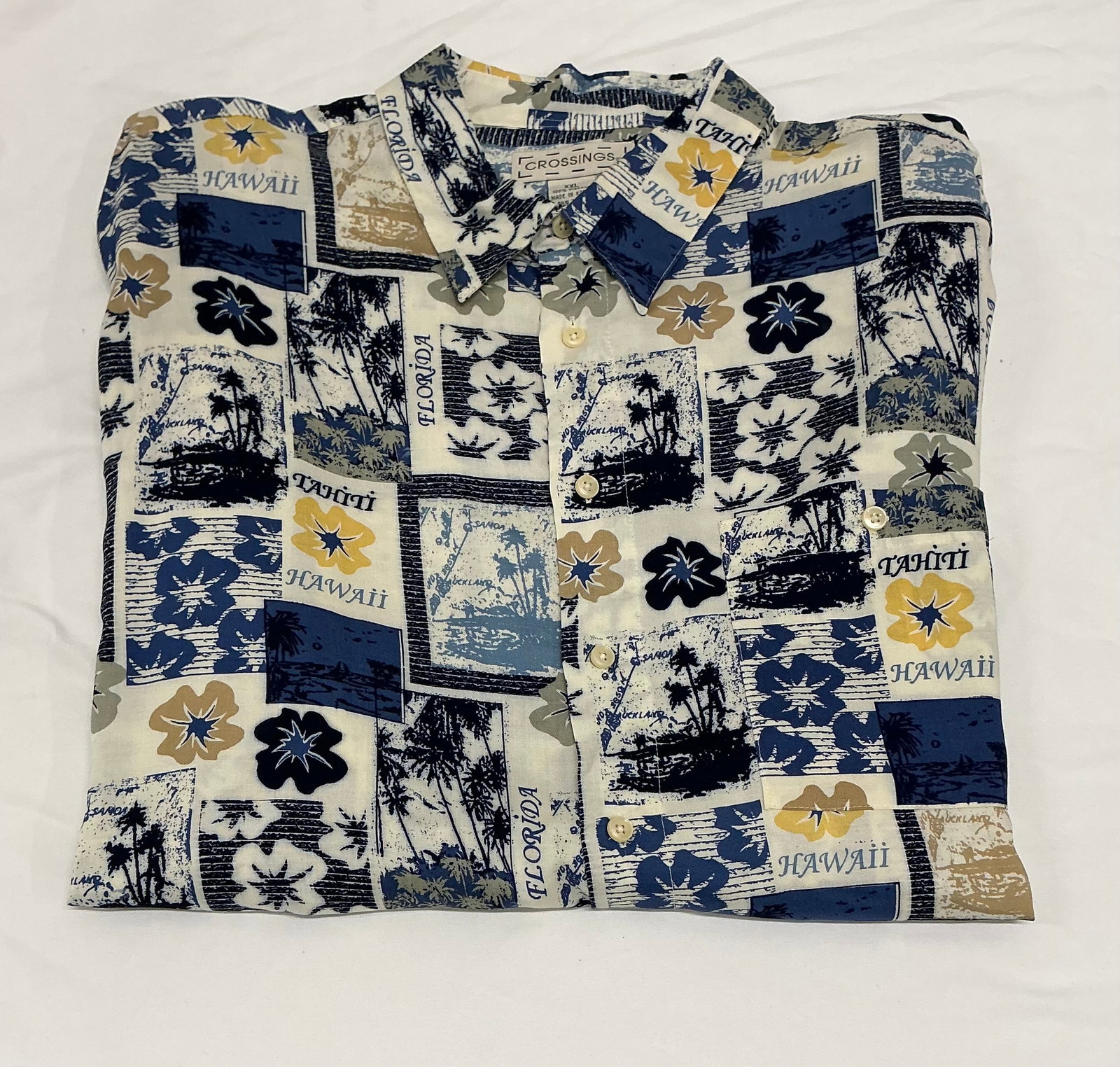 Men’s Tropical Button Front Shirt: Size XXL