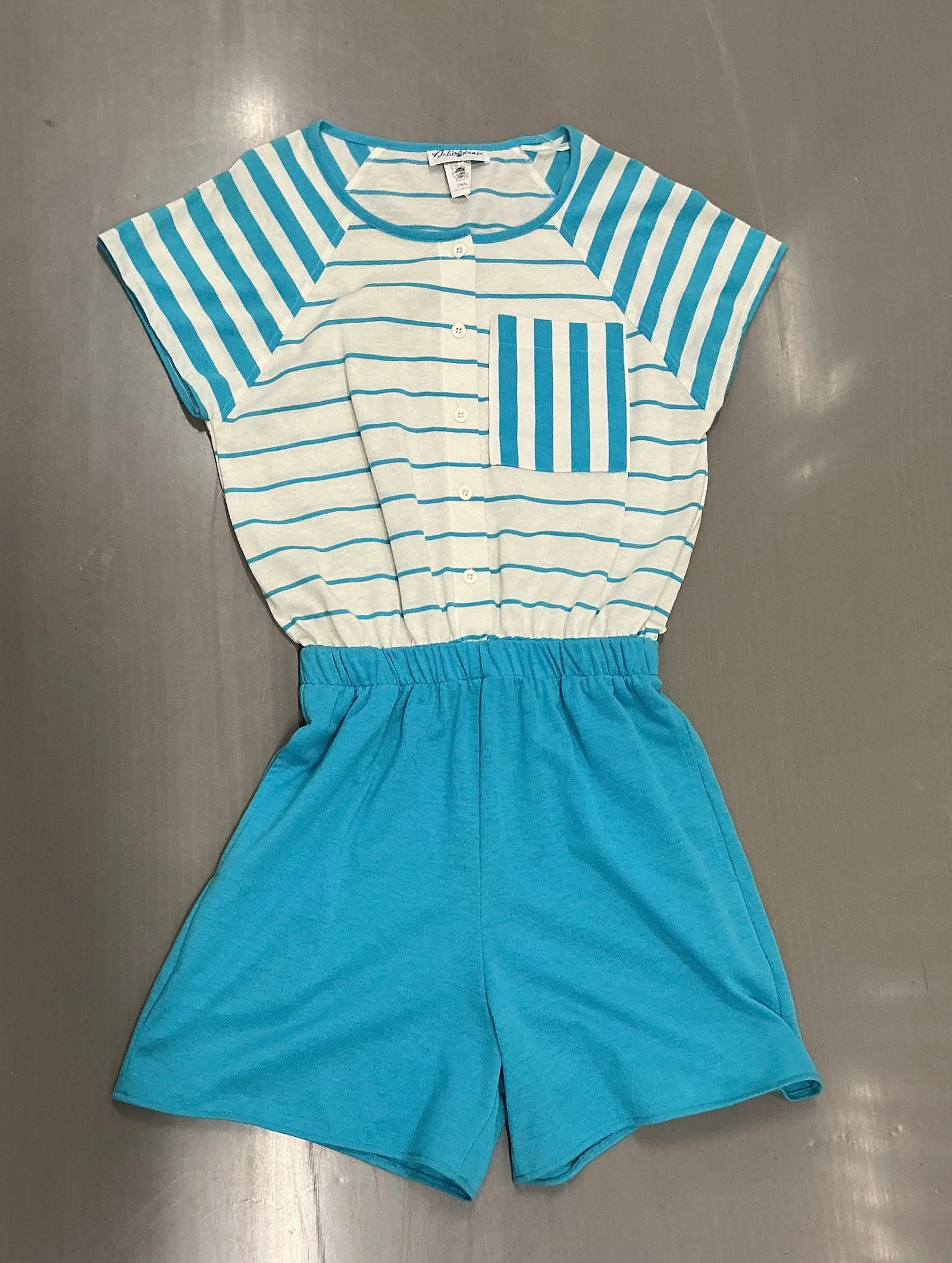 Vintage Union Tag Blue & White Romper: Size S