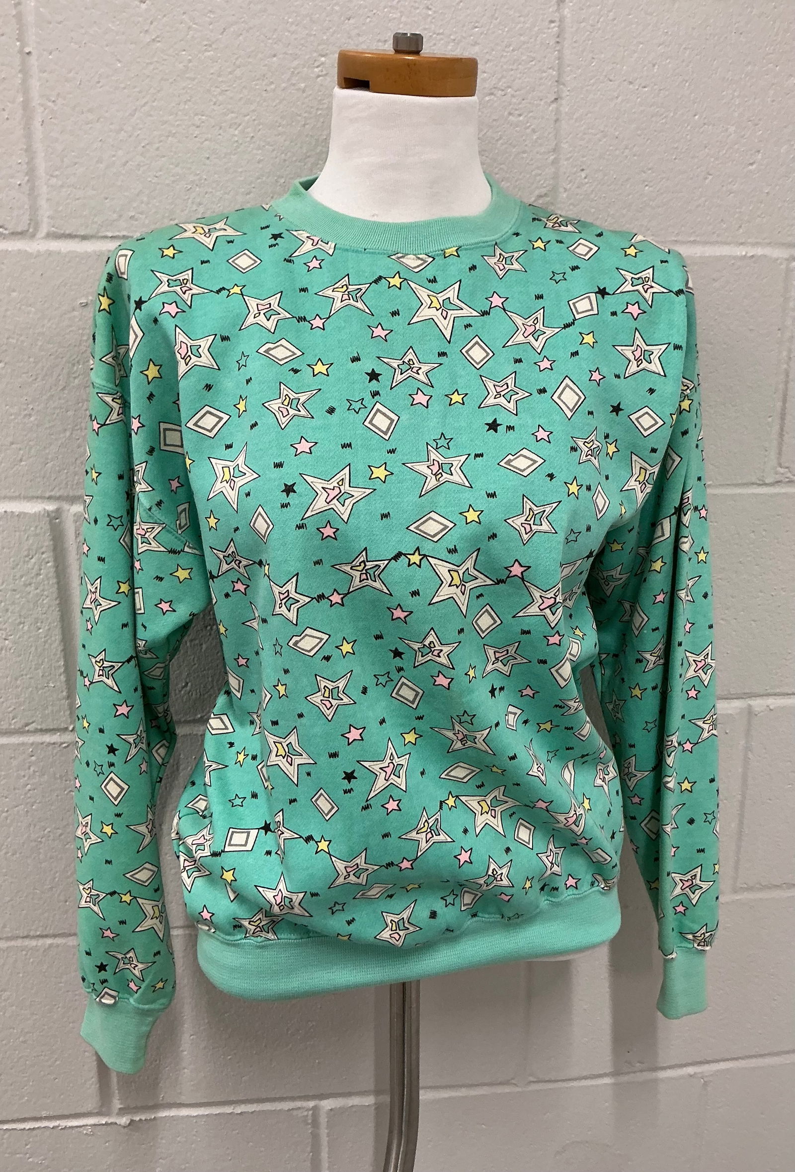 1980s/90s Star Print Sweat Shirt Top: Size S