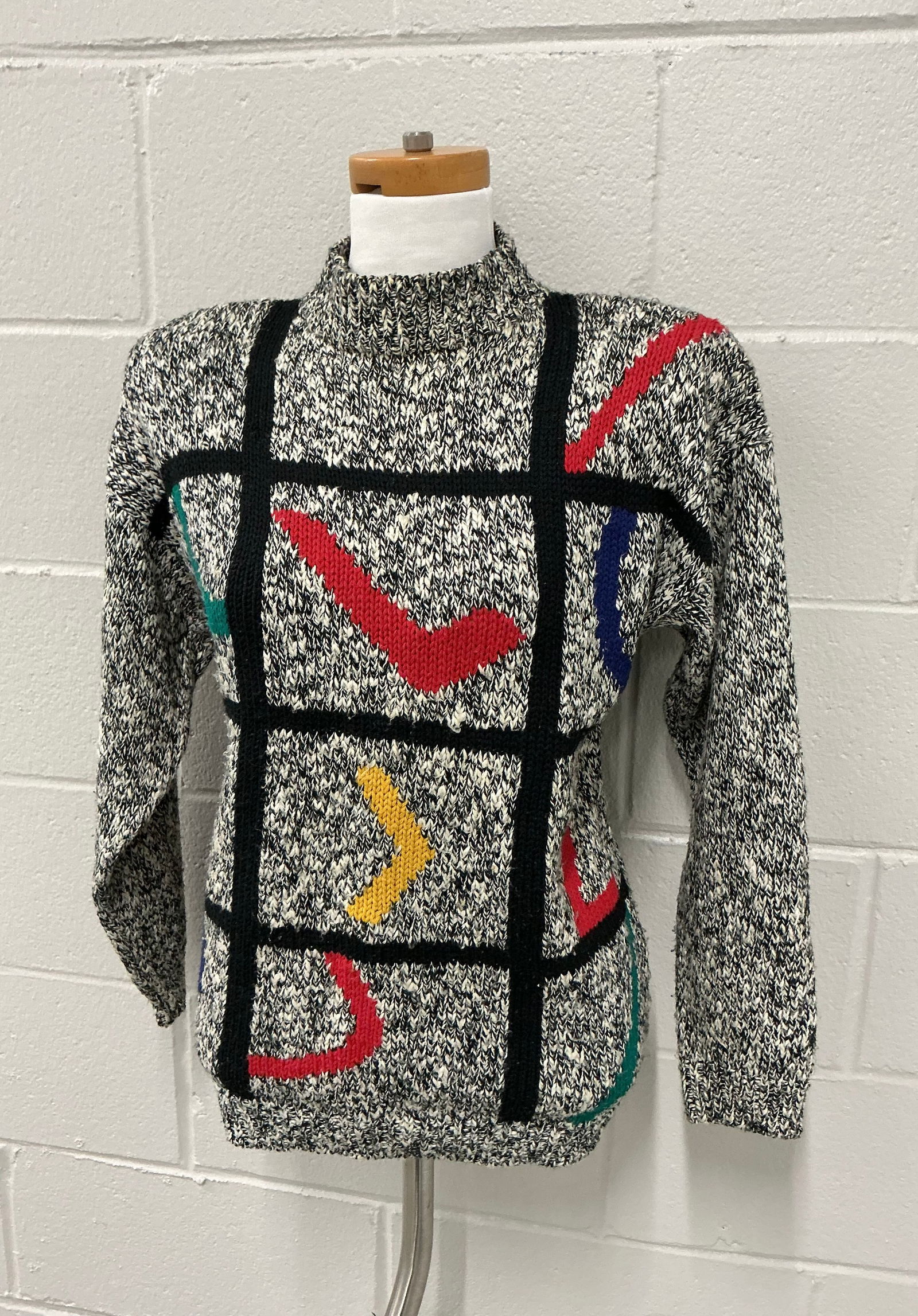 1980s Tic Tac Toe Style Sweater: No Size Tag AP-AP 21 inches