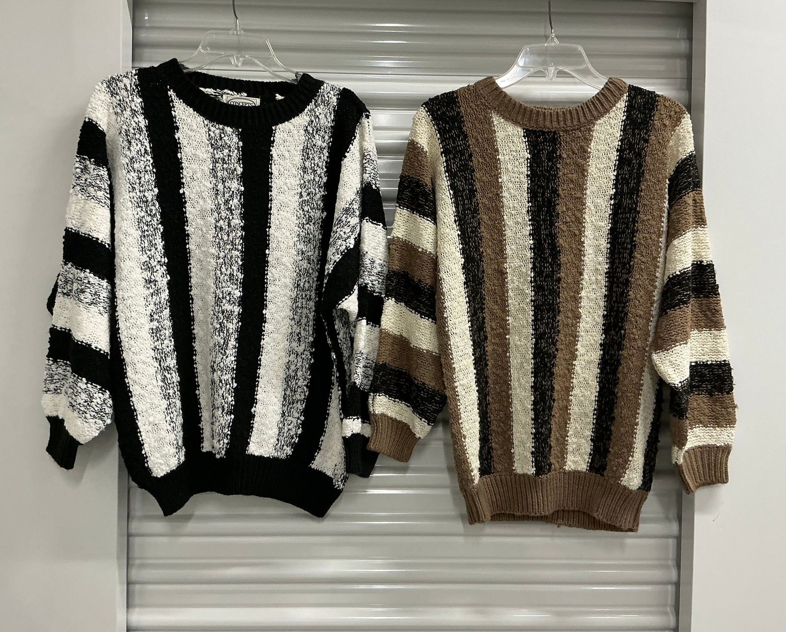 1990s Striped Slouch Sweaters: Size S & M