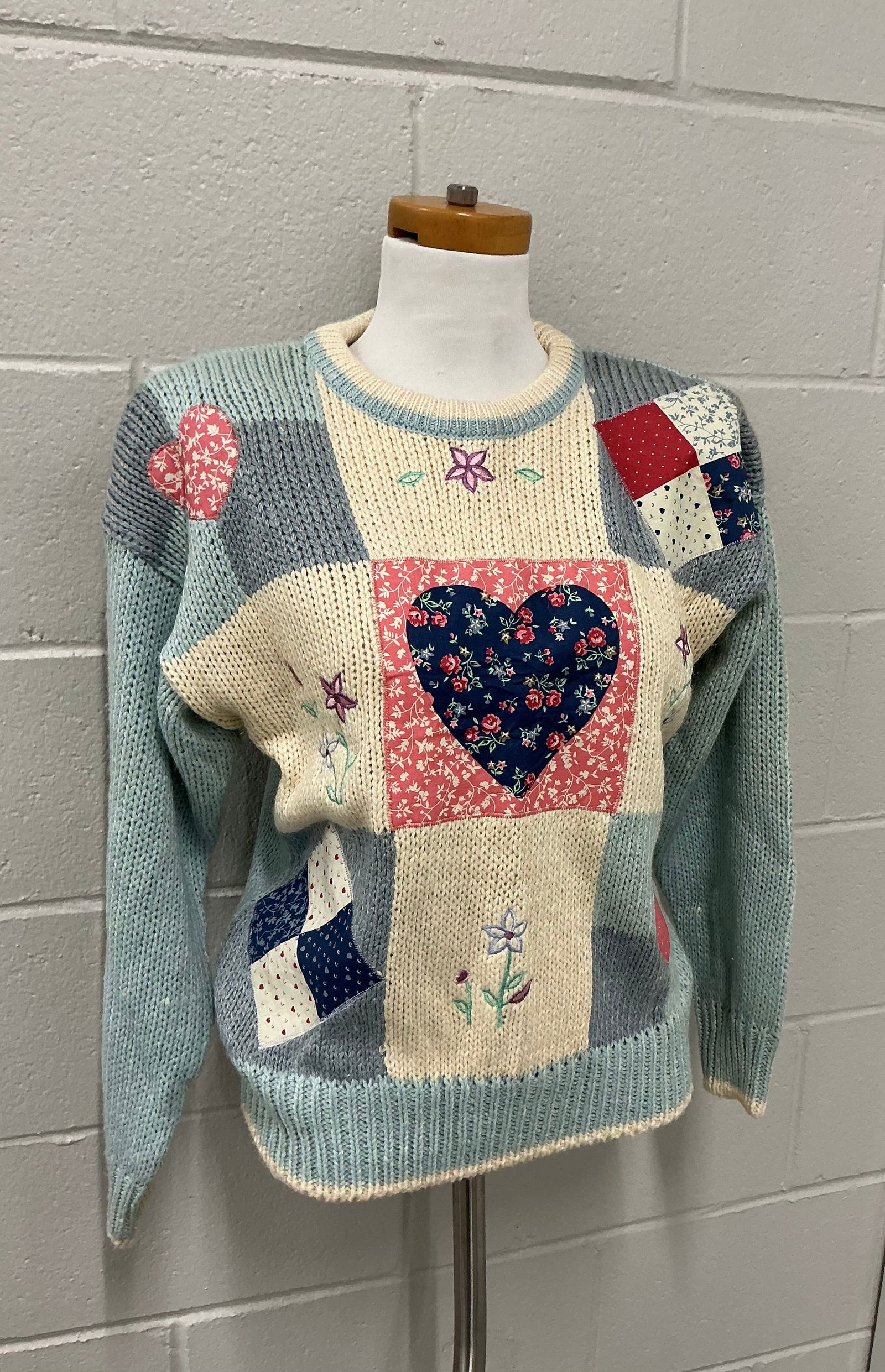 Vintage 90s Patchwork Style Sweater: Size S