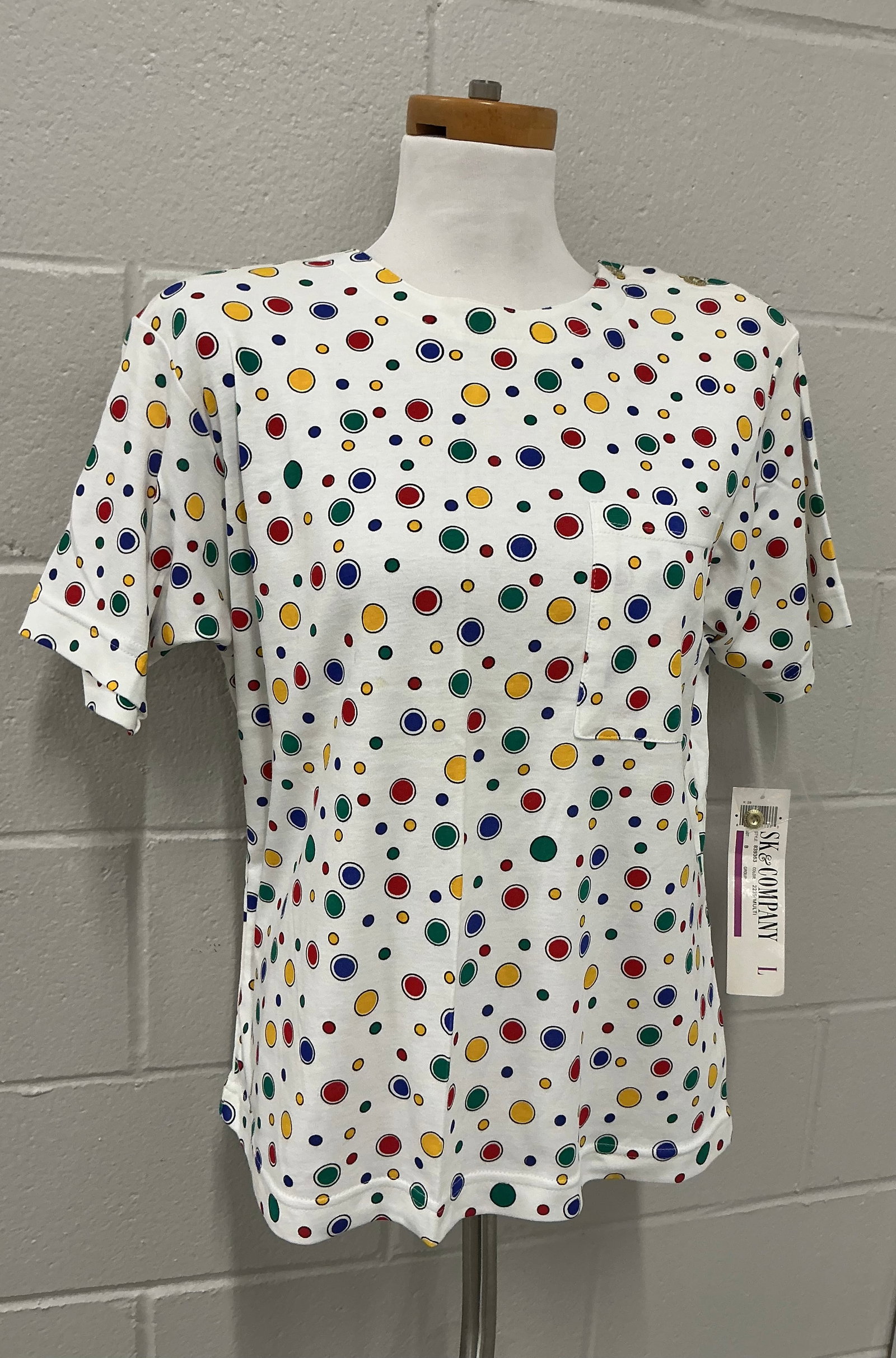 Vintage 90s With Tags Colorful Circles Shoulder Button Detail: Size L