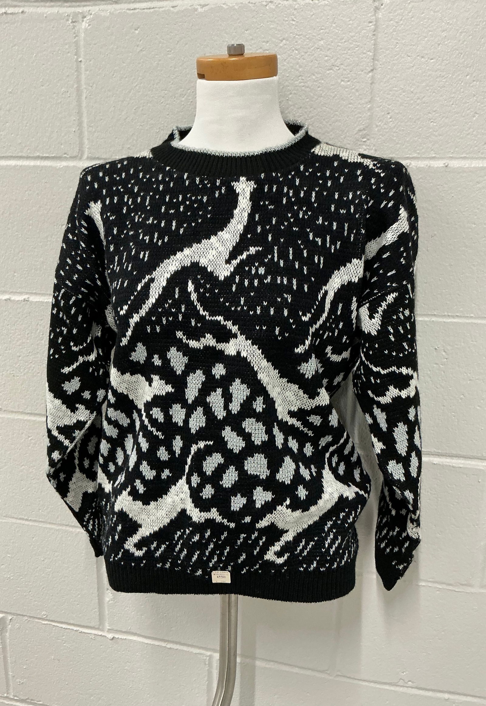 Vintage With Tags Abstract Cat Sweater: Size L