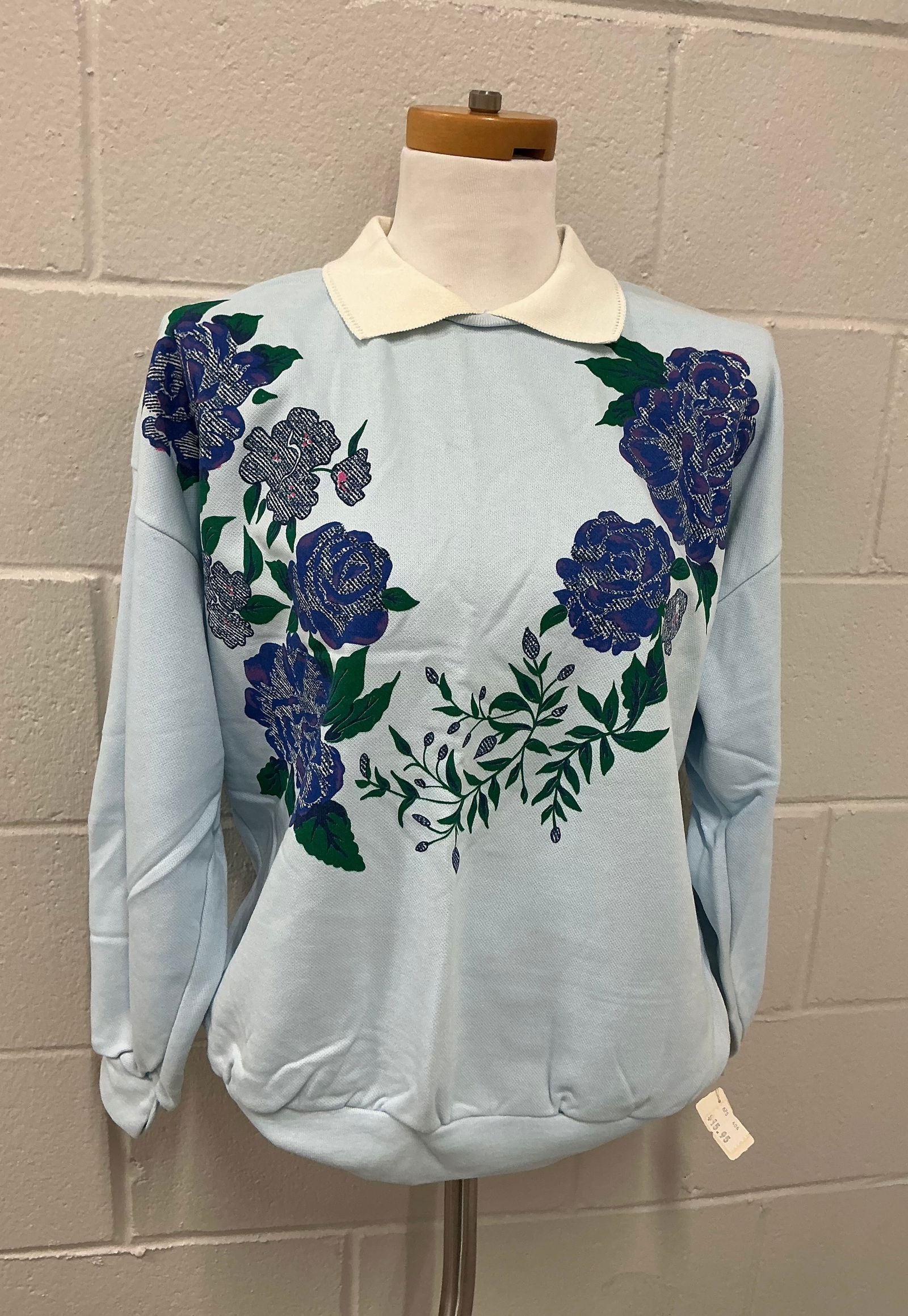 Vintage Haband Floral Collar Sweat Shirt: Size M