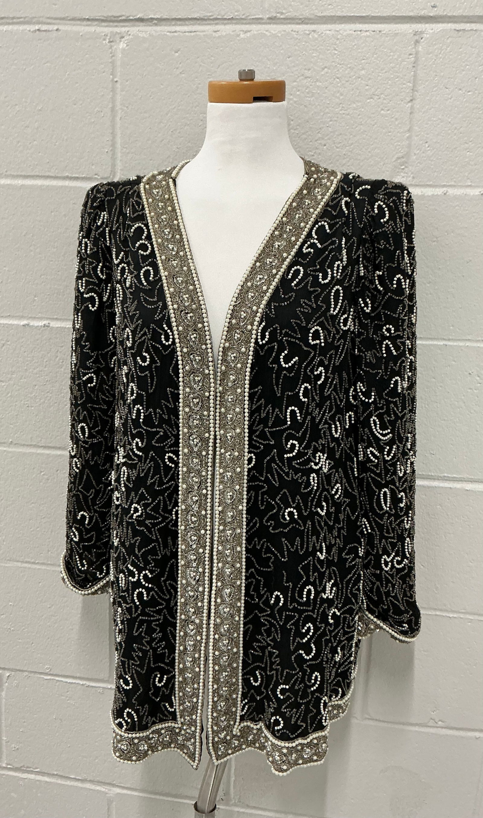 Lawrence Kazar New York Beaded Evening Jacket: No Size Tag