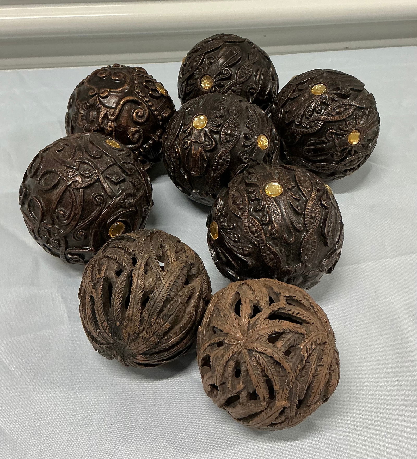 Bowl Filler Faux Carved Wood Decorative Balls (1 of 5)