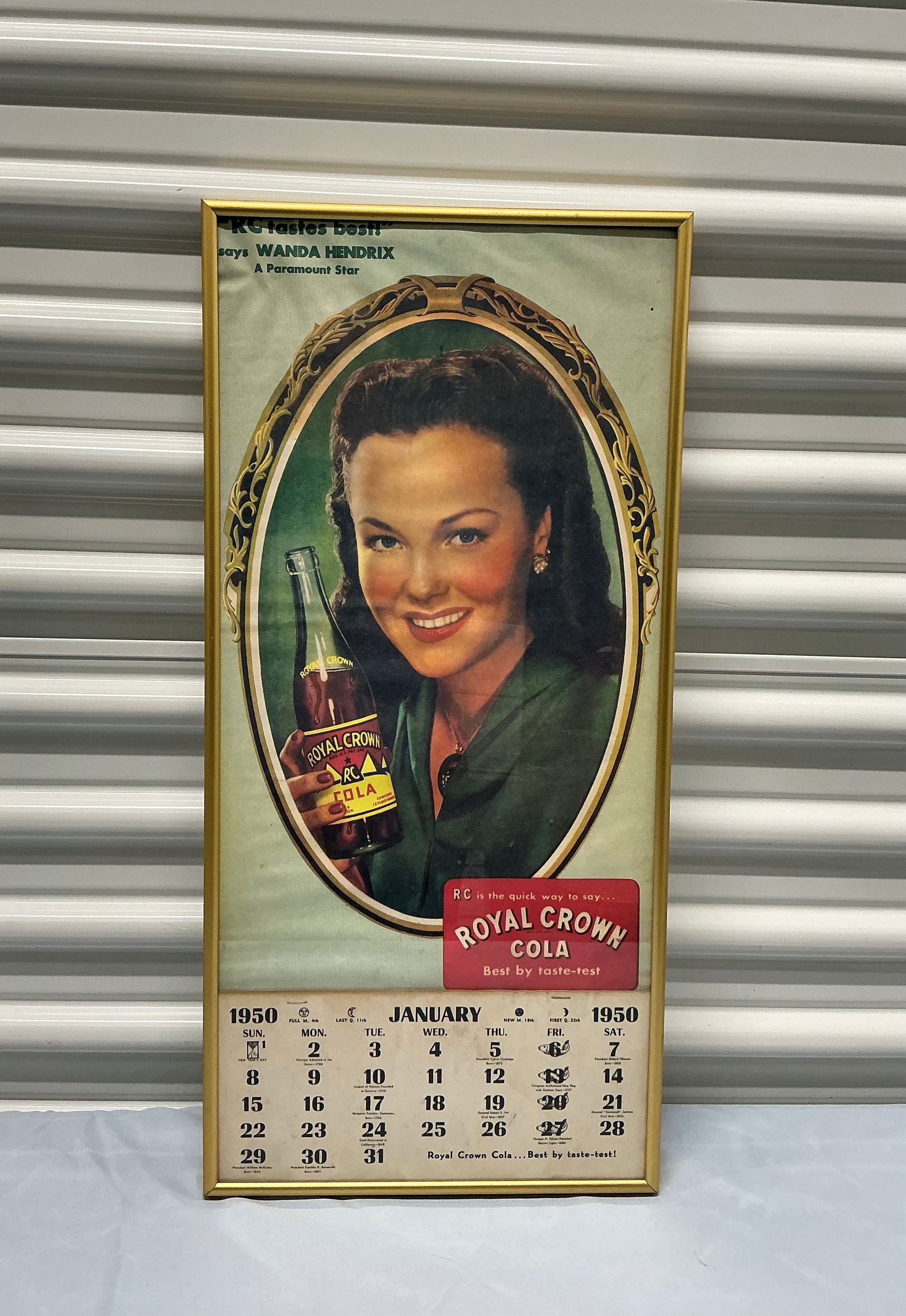 1950 Royal Crown Cola Framed Advertising Calendar (1 of 4)