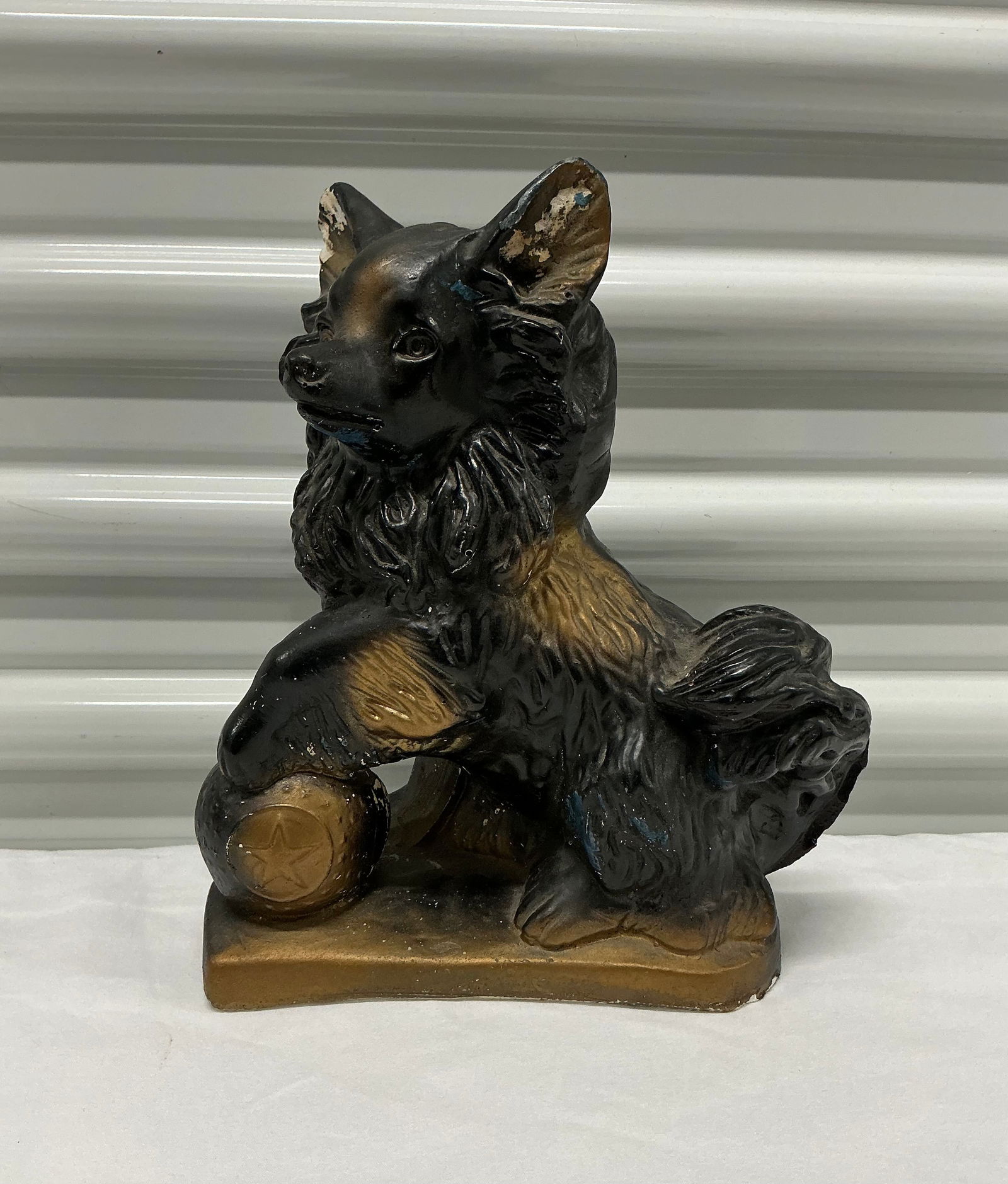 Vintage Chalk-ware Dog Statue (1 of 7)