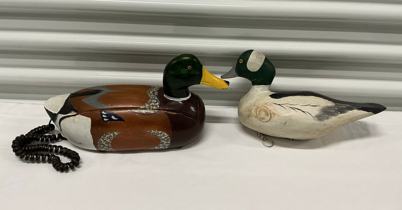 Signed Wooden Duck Decoy & Wooden Mallard Telephone (1 of 5)