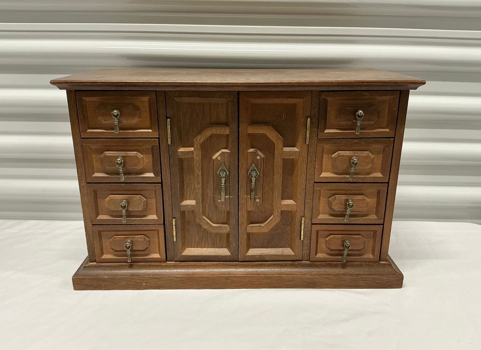 Vintage 12 Drawer Wooden Jewelry Box: Large - 16.75x10.5x8