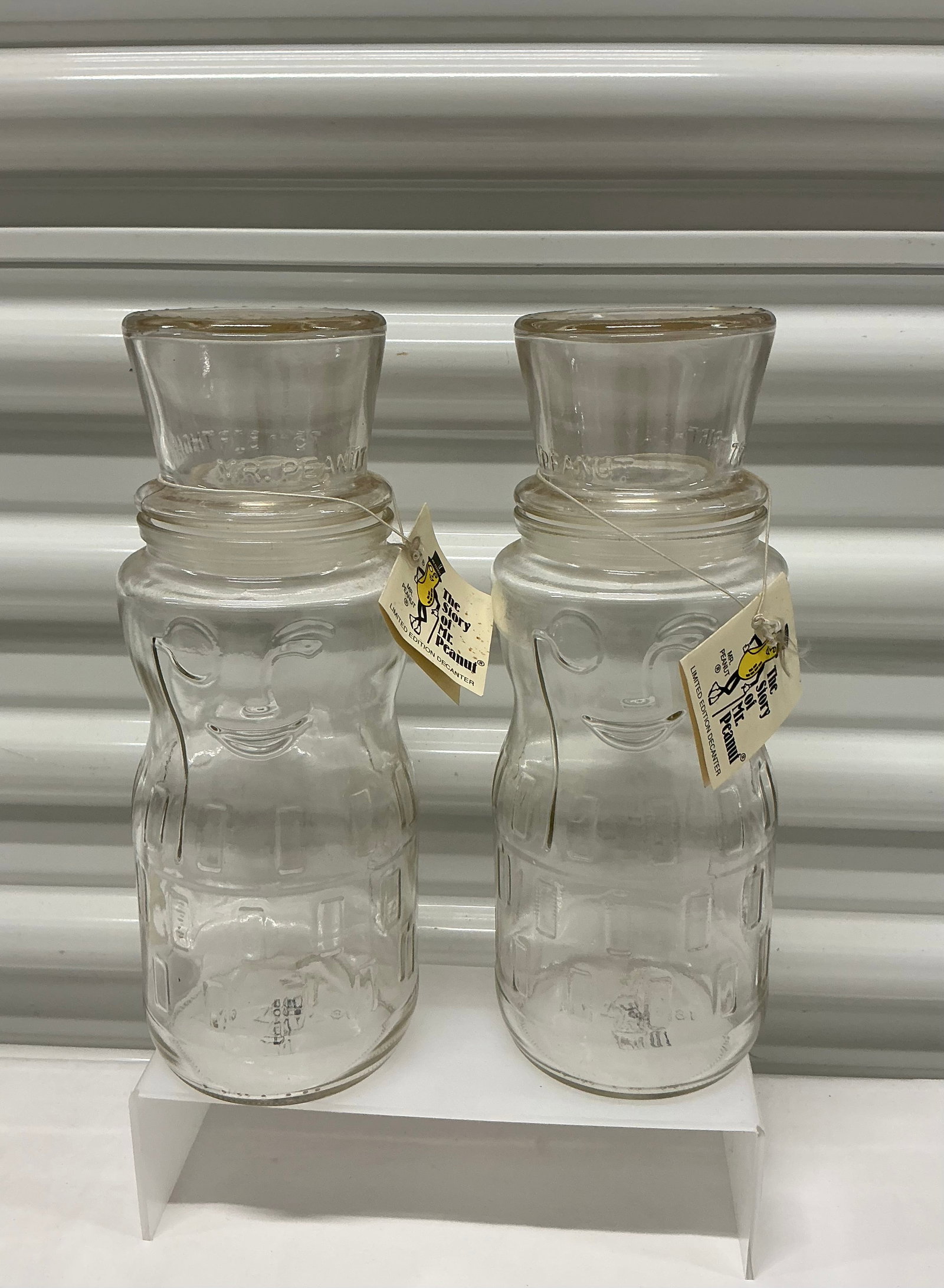 1990 Limited Edition 75th Birthday Mr Peanut Advertising Decanters: 9.75 inches.