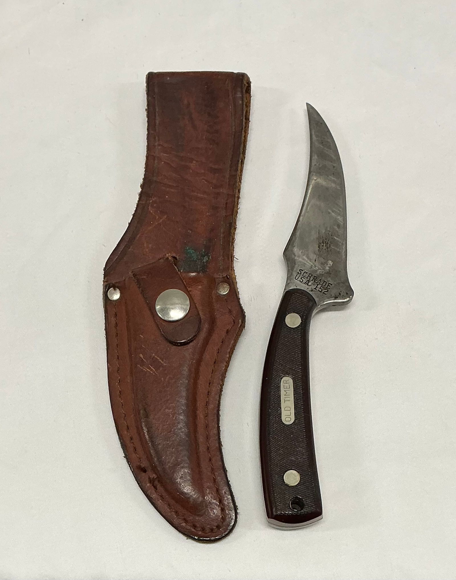 Vintage Schrade USA Old Timer 152 Fixed Blade Knife With Sheath (1 of 4)