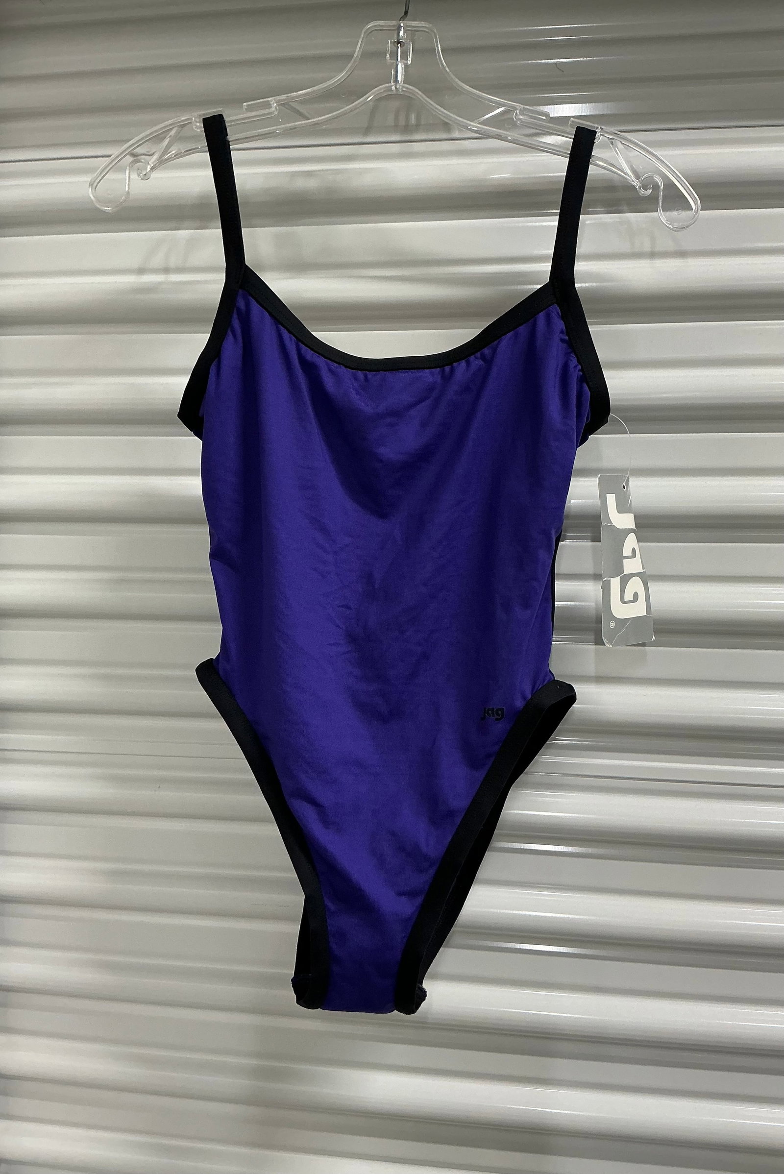 Vintage With Tags Jag High Cut Swimsuit With Piping Detail: Size 12 n