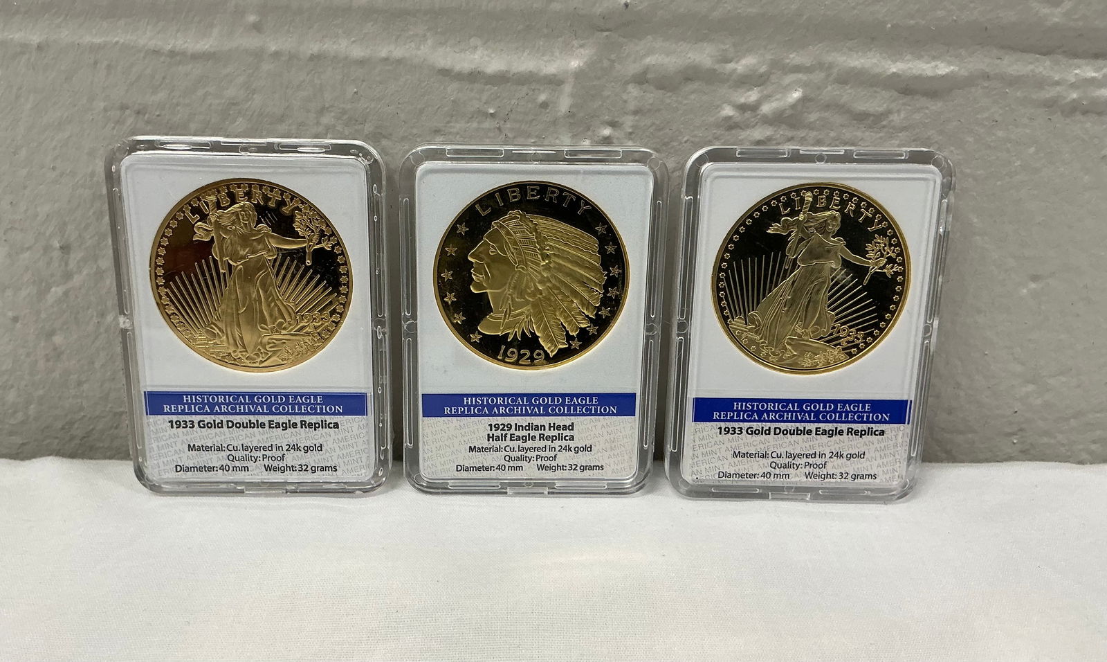 Historical Gold Eagle Replica Archival Collection Coins Layered in 24k Gold (1 of 3)