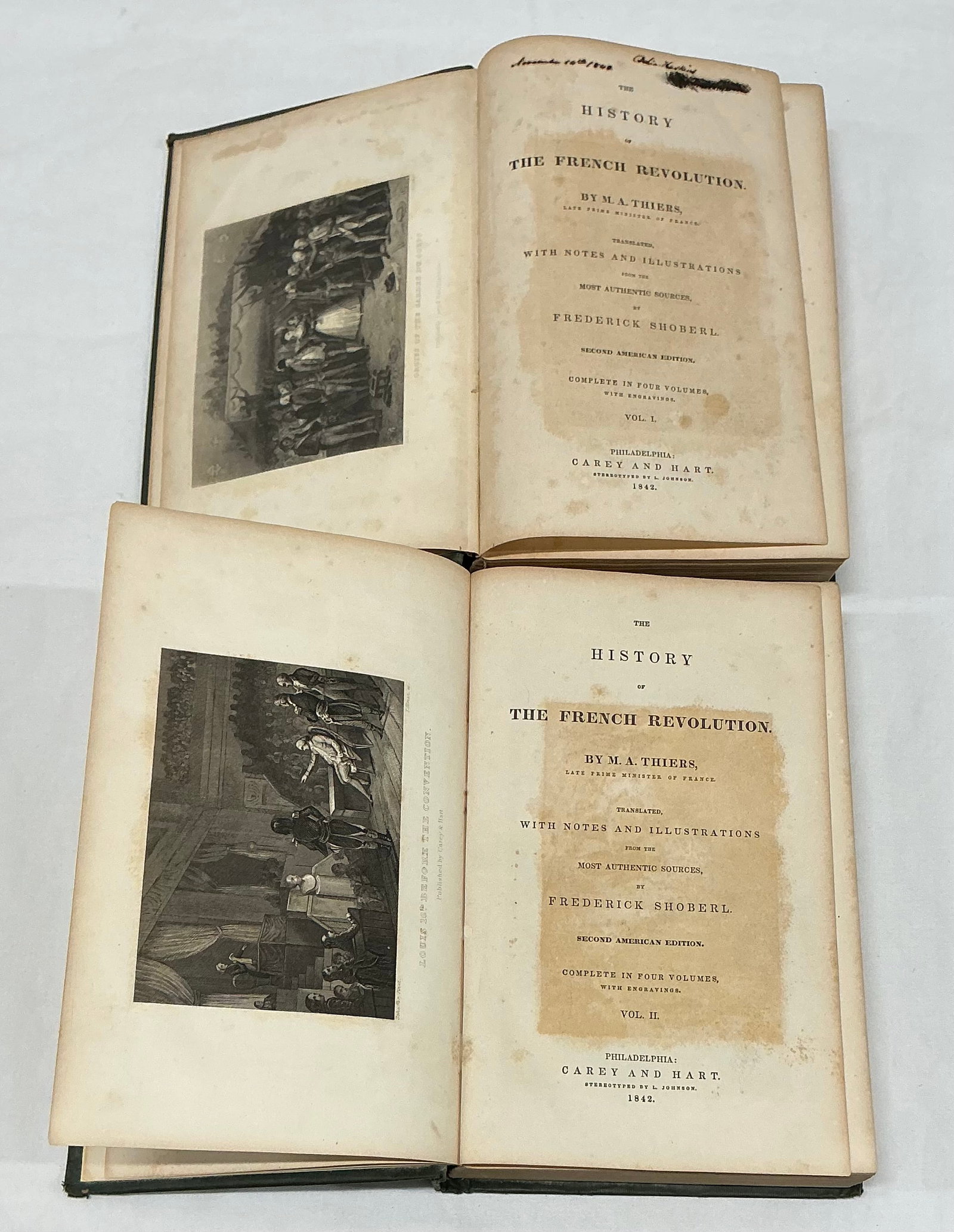 Antiquarian The History Of The French Revolution Vol 1 & 2: 1842 By MA Thiers
