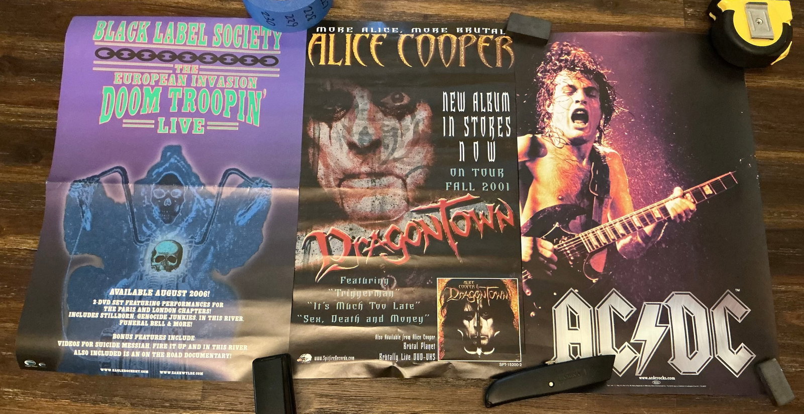 Early 2000s Promotional Record Store Rock Music Posters: 11x17. Black Label Society AC/DC Alice Cooper