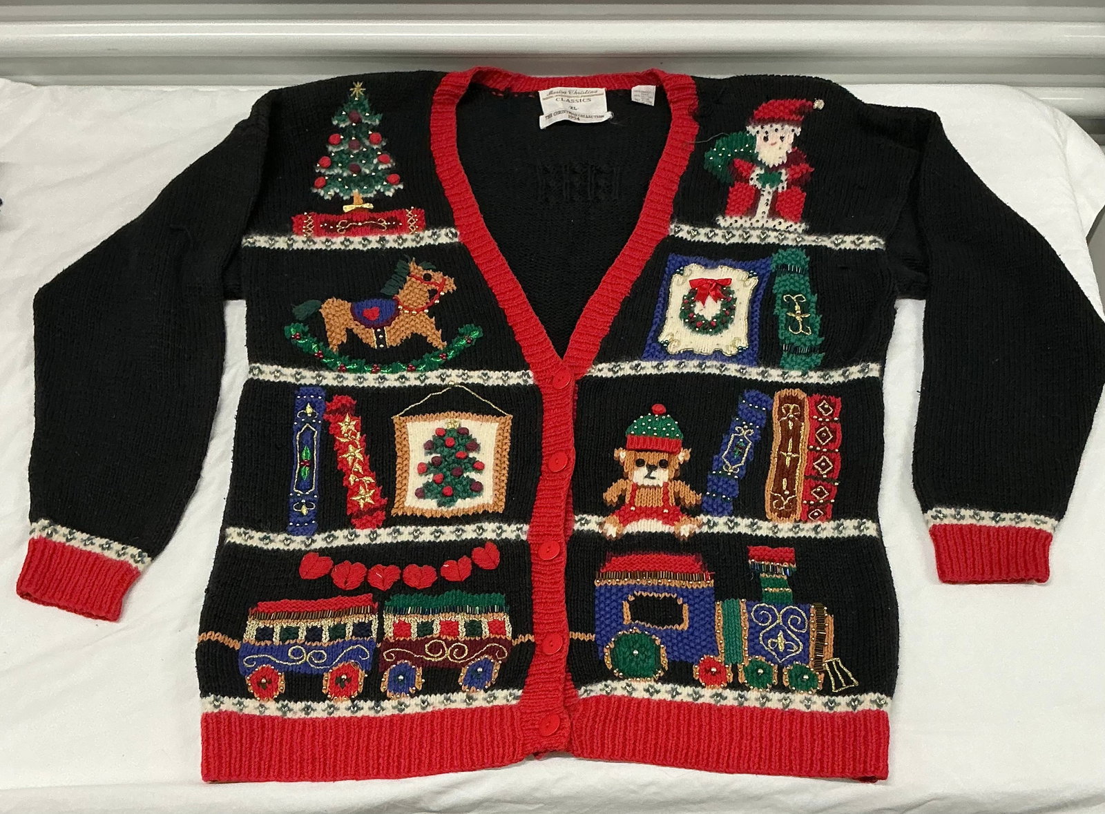 1990s Christmas Cardigan: Size XL
