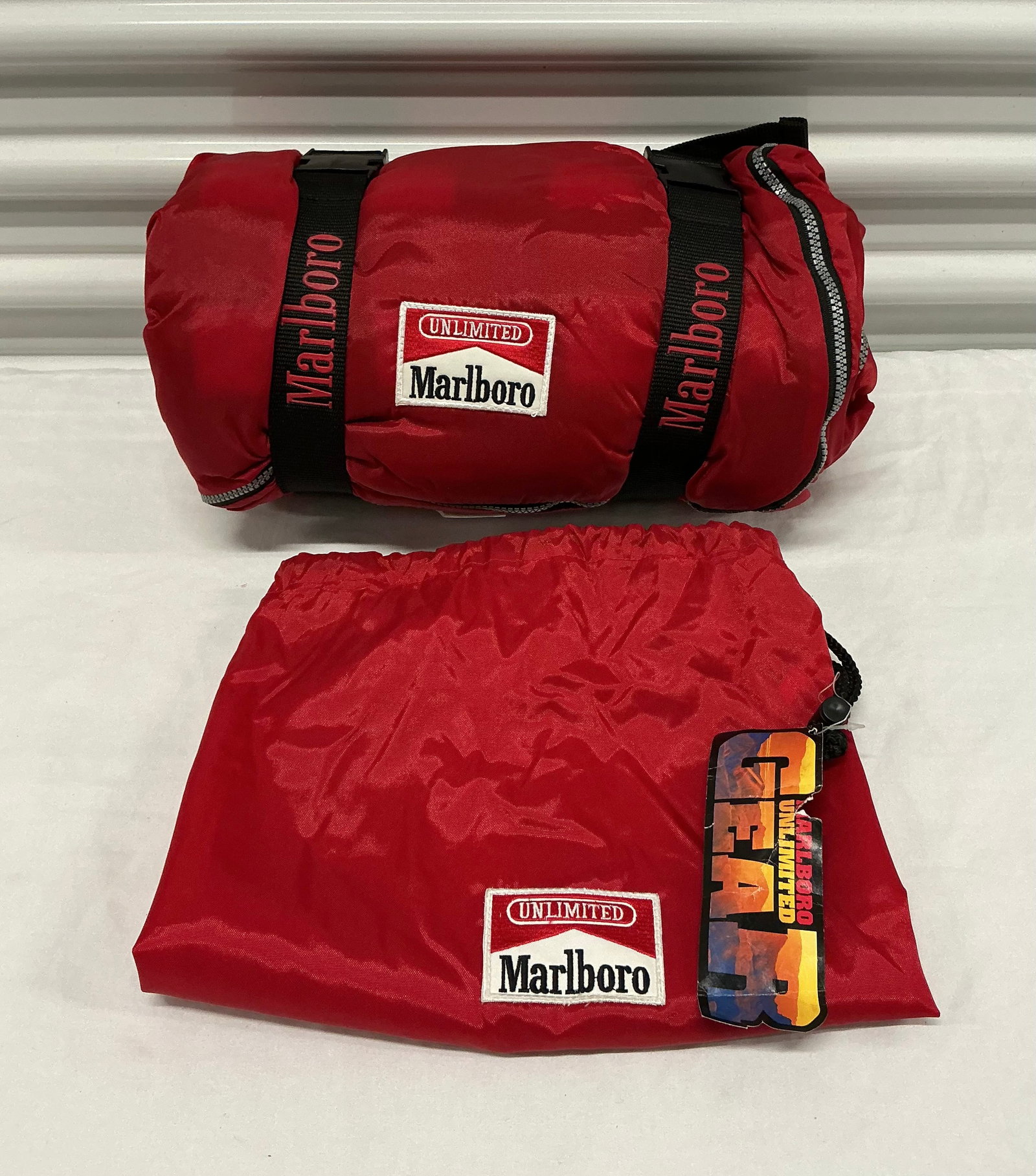 Marlboro Unlimited Sleeping Bag Tobacco Advertising: With Tag
